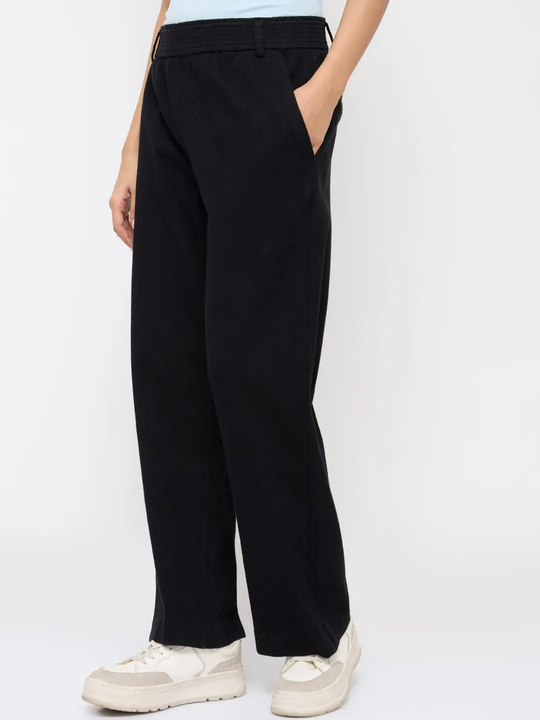 Women Trackpant Straight Fit Black High Rise - Image 4