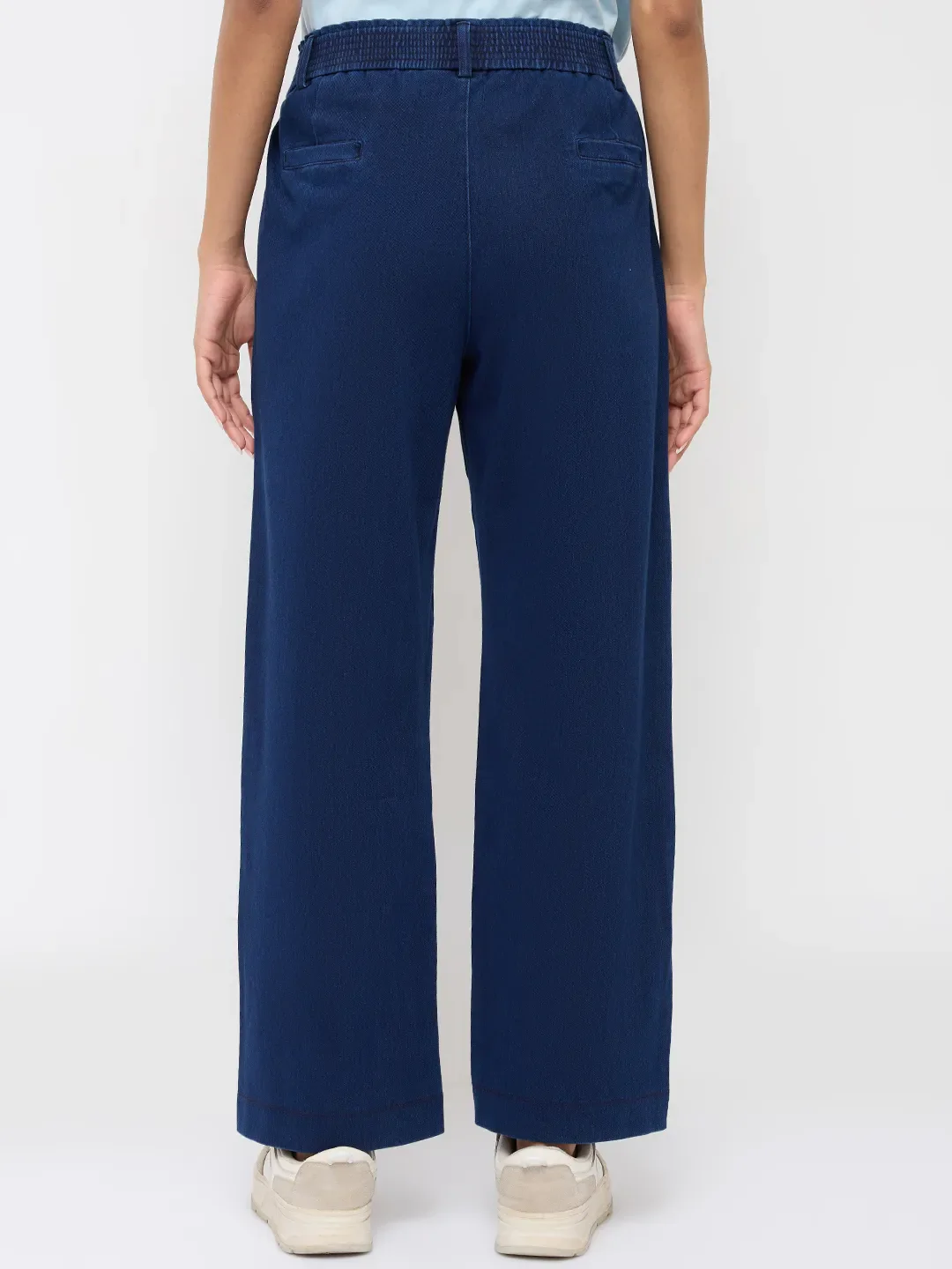 Women Trackpant Straight Fit Dark Blue High Rise - Image 4