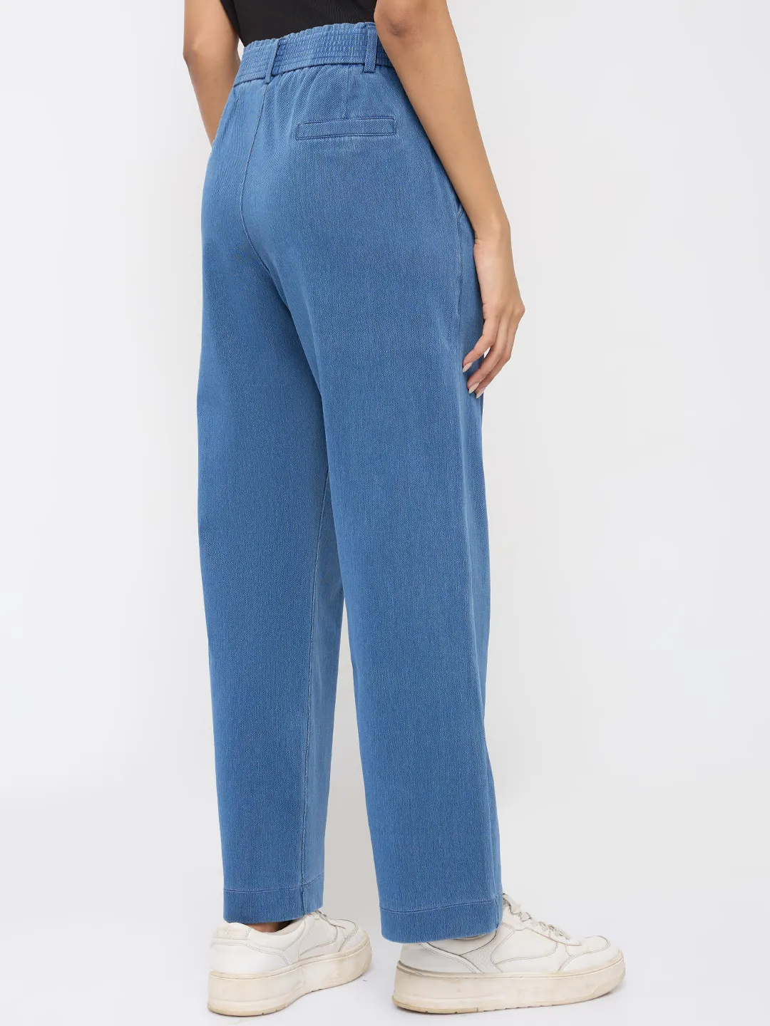 Women Trackpant Straight Fit Mid Blue High Rise - Image 5