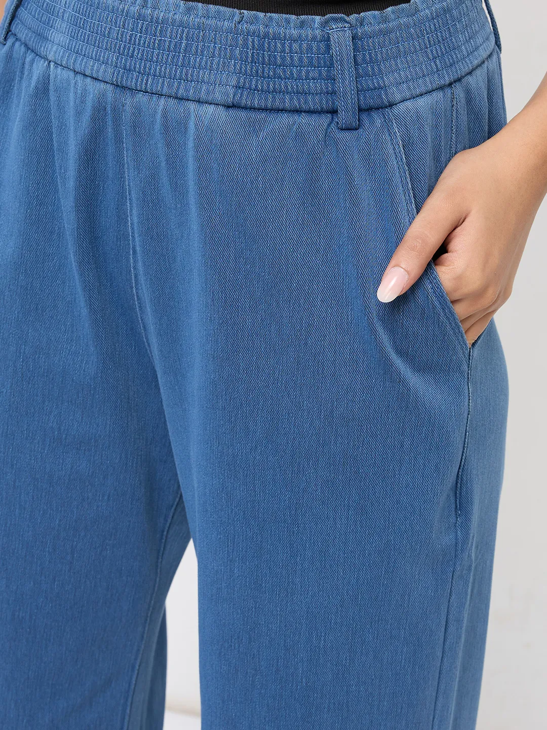 Women Trackpant Straight Fit Mid Blue High Rise - Image 6