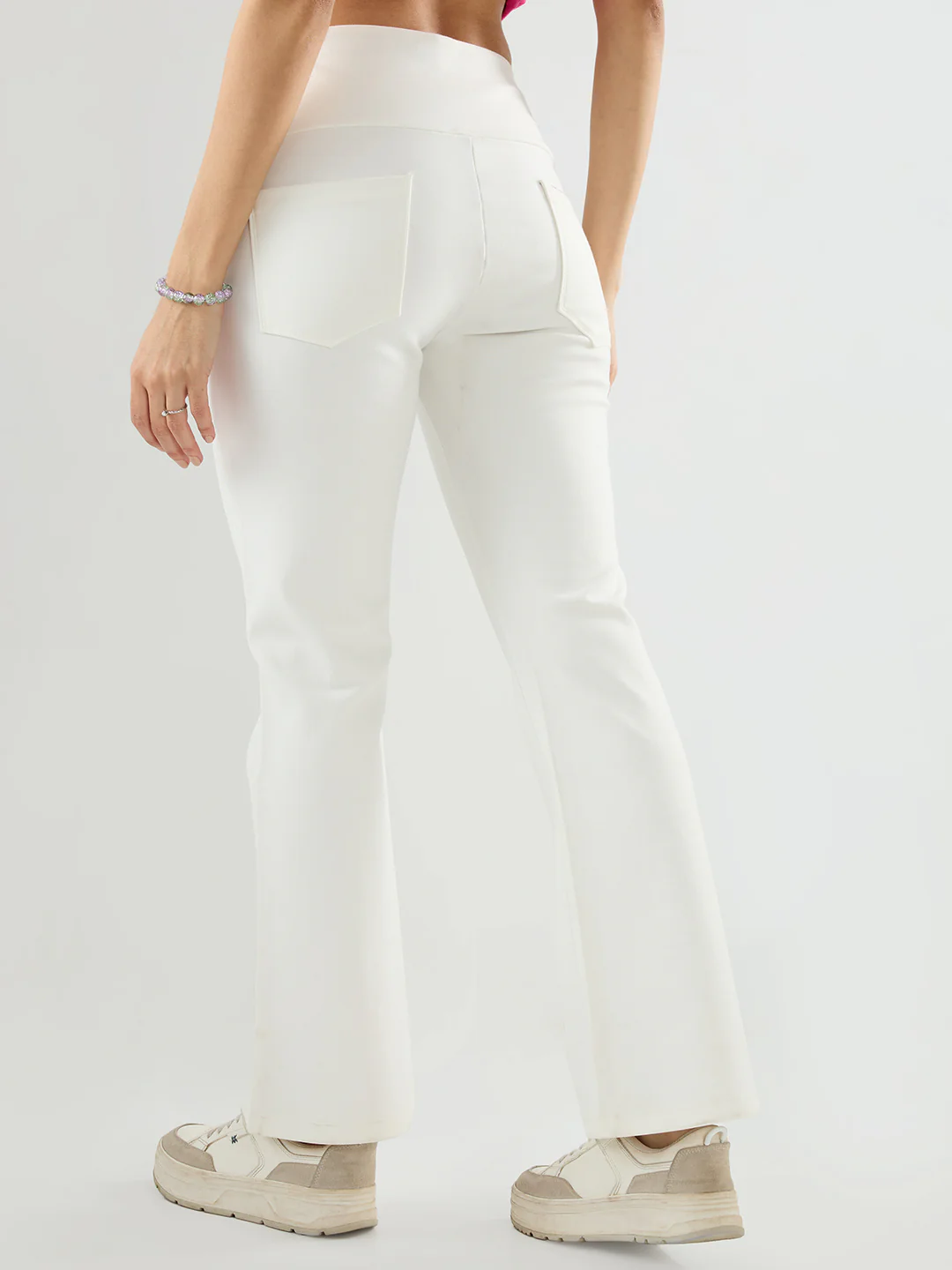 Women Trackpant Boot Cut Fit Off White High Rise - Image 5