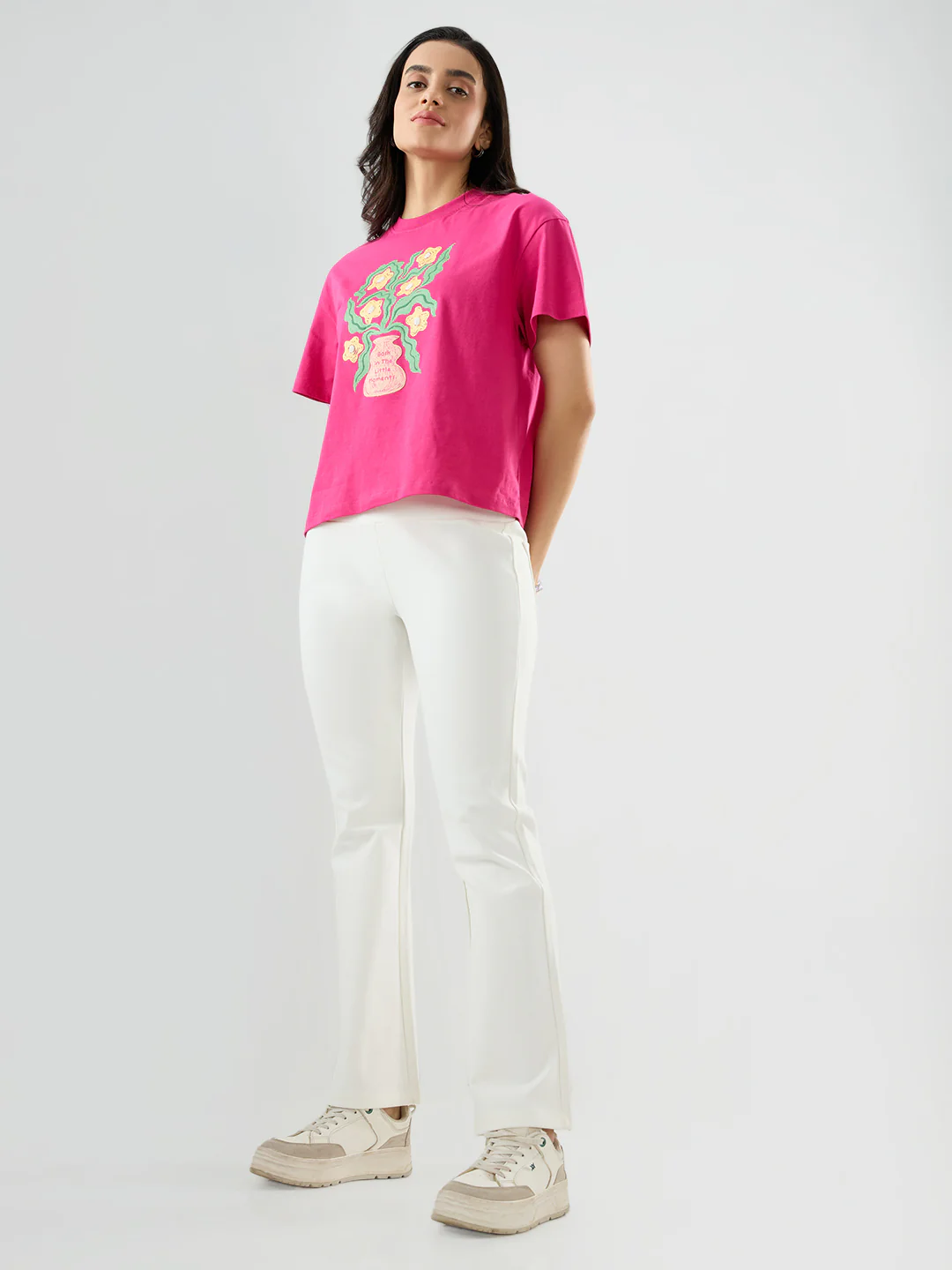 Women Trackpant Boot Cut Fit Off White High Rise - Image 8