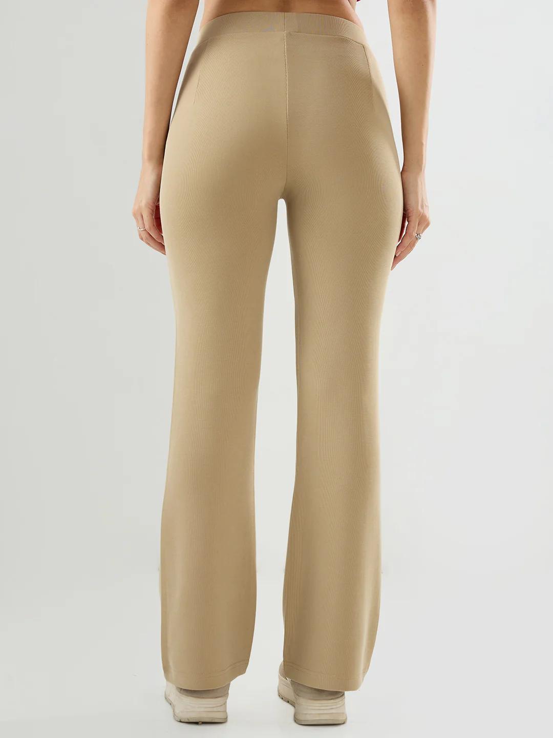 Women Trackpant Boot Cut Fit Beige Mid Rise - Image 5