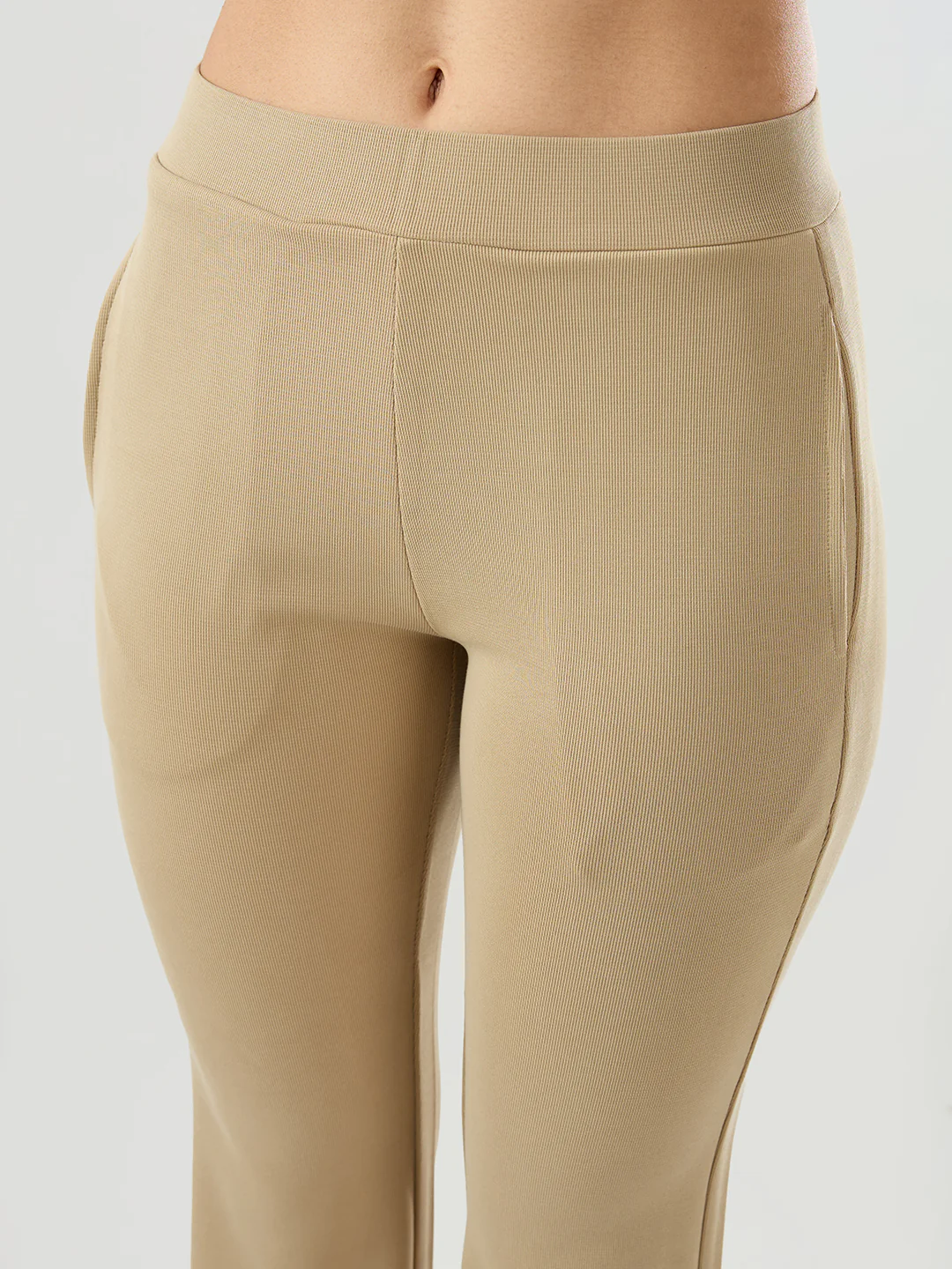 Women Trackpant Boot Cut Fit Beige Mid Rise - Image 6
