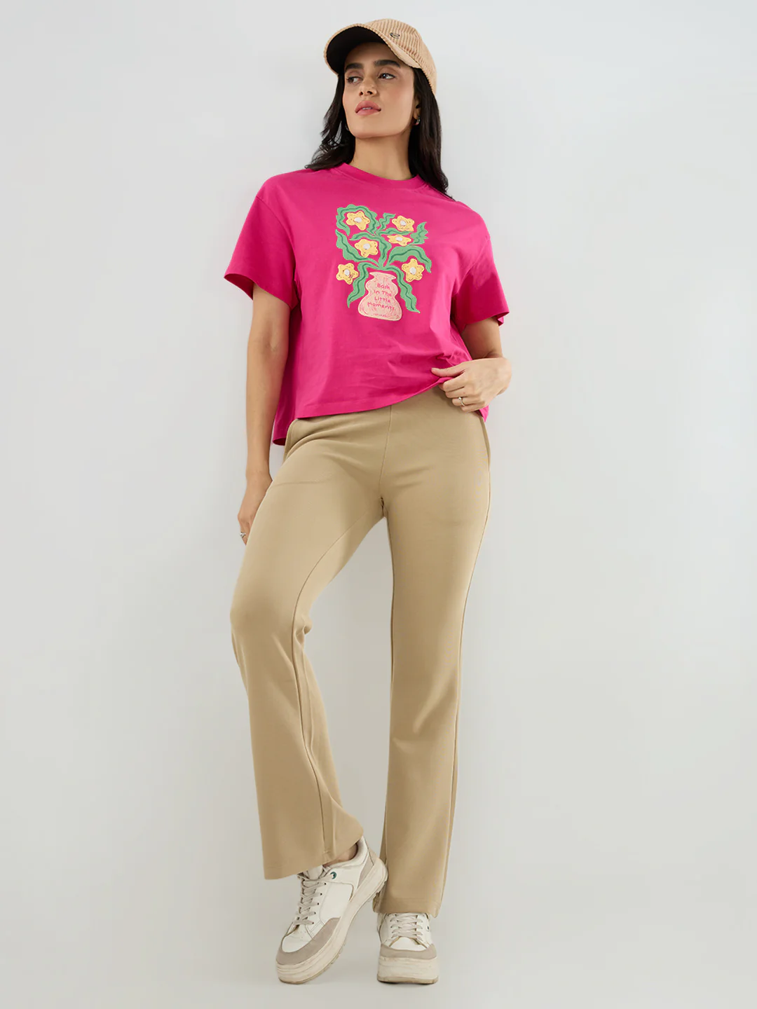 Women Trackpant Boot Cut Fit Beige Mid Rise - Image 7