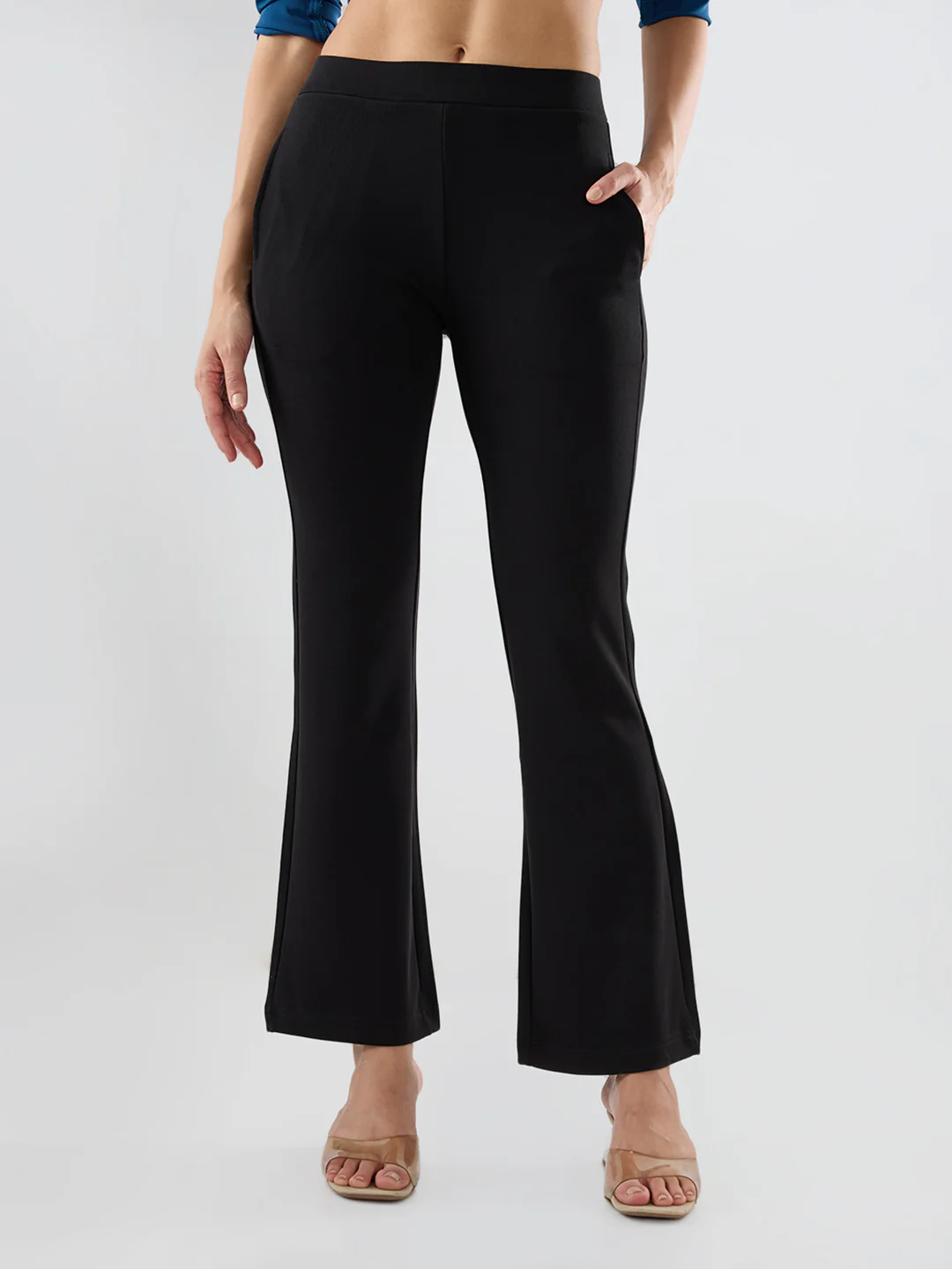 Women Trackpant Boot Cut Fit Black Mid Rise - Image 2