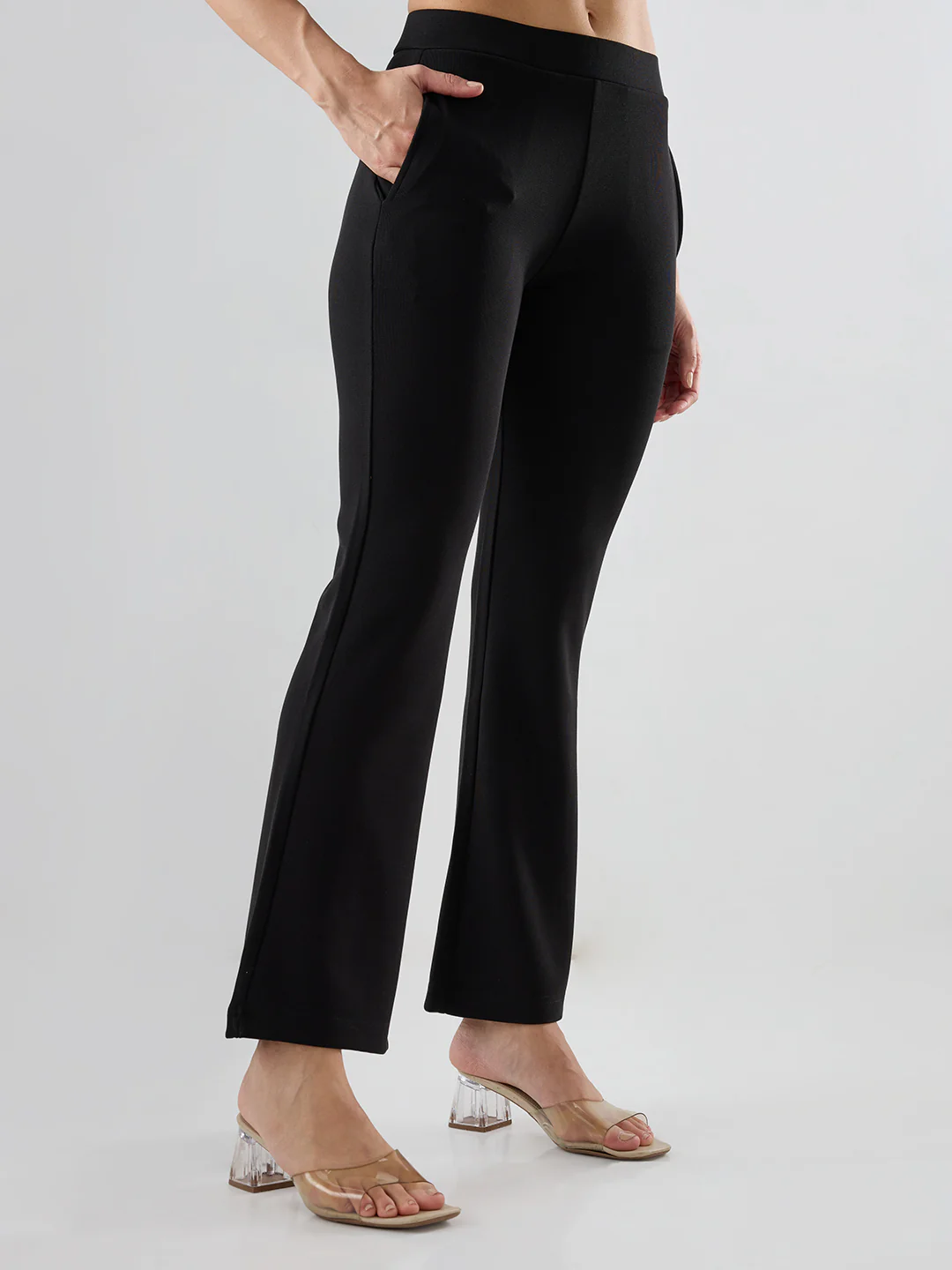 Women Trackpant Boot Cut Fit Black Mid Rise - Image 3