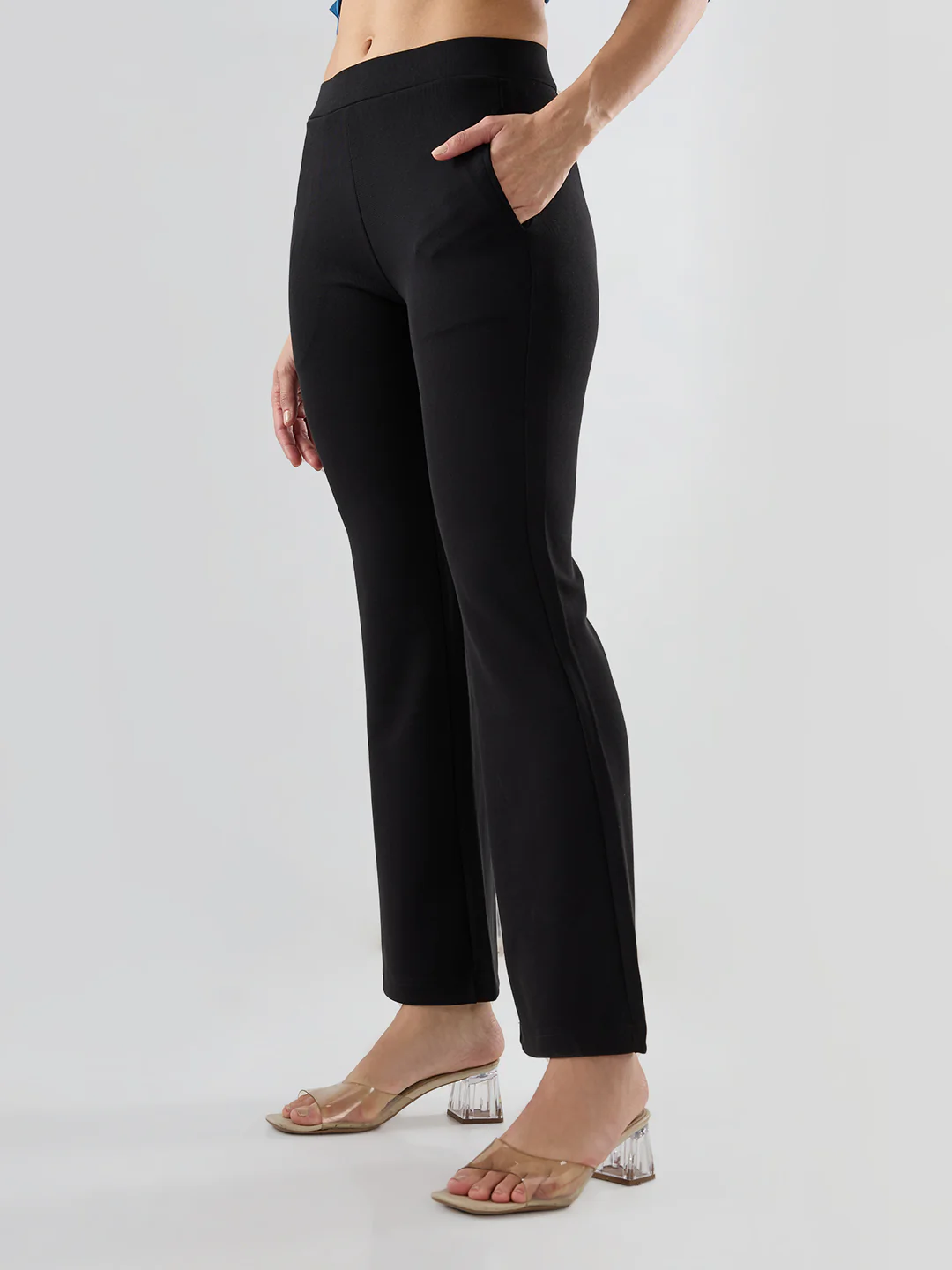 Women Trackpant Boot Cut Fit Black Mid Rise - Image 4
