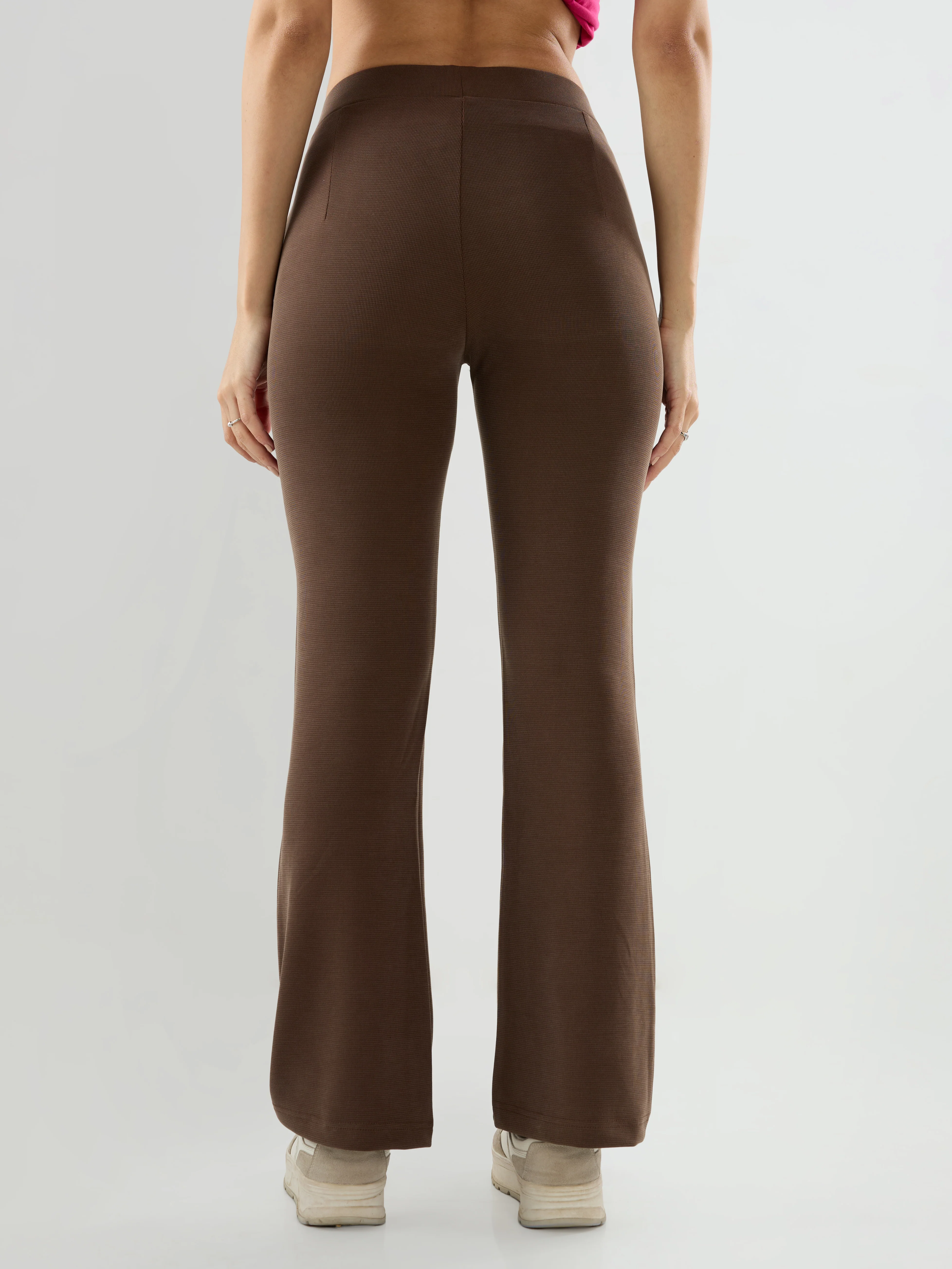 Women Trackpant Boot Cut Fit Brown Mid Rise - Image 5