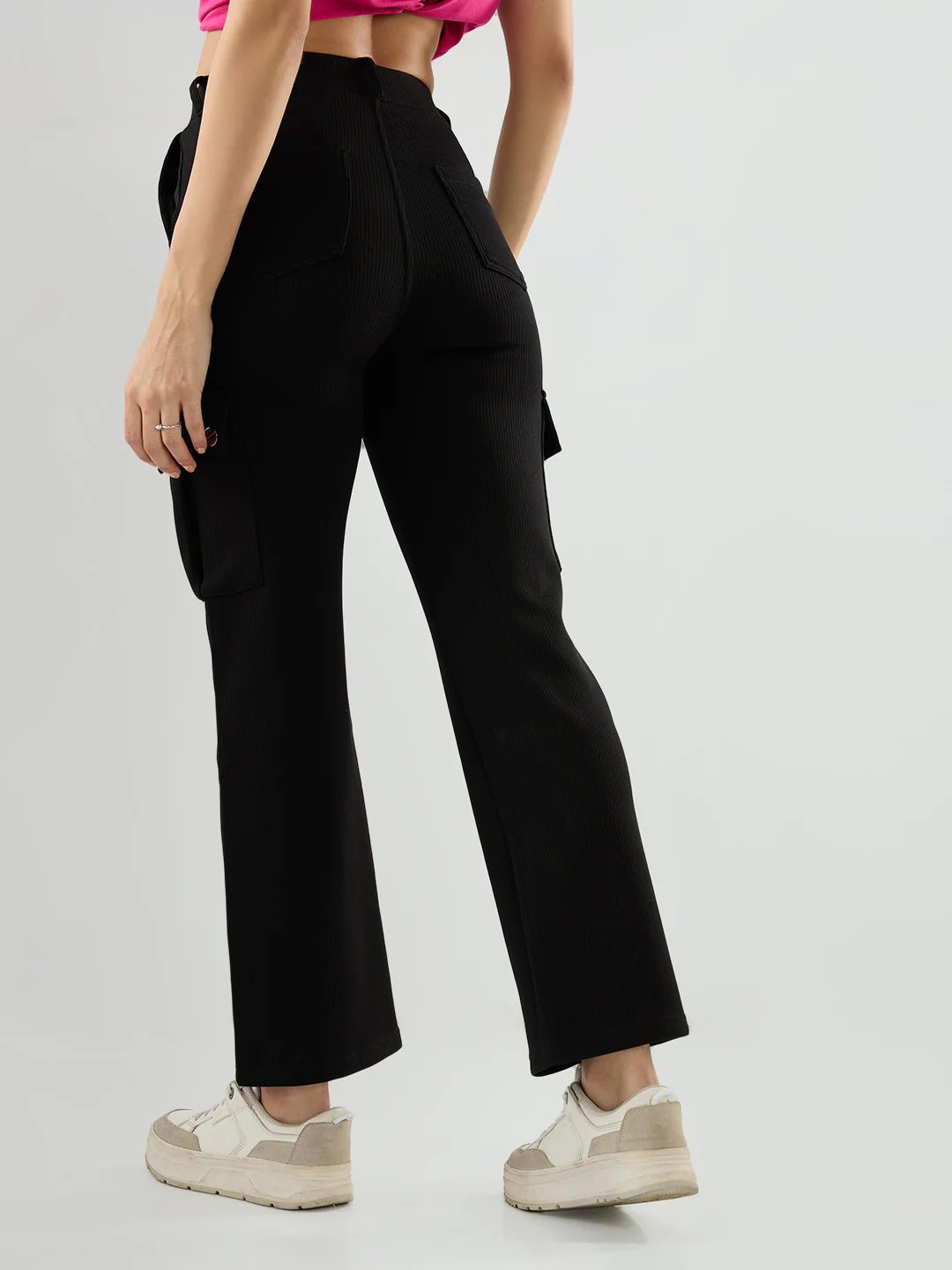 Women Trackpant Straight Fit Black Mid Rise - Image 5