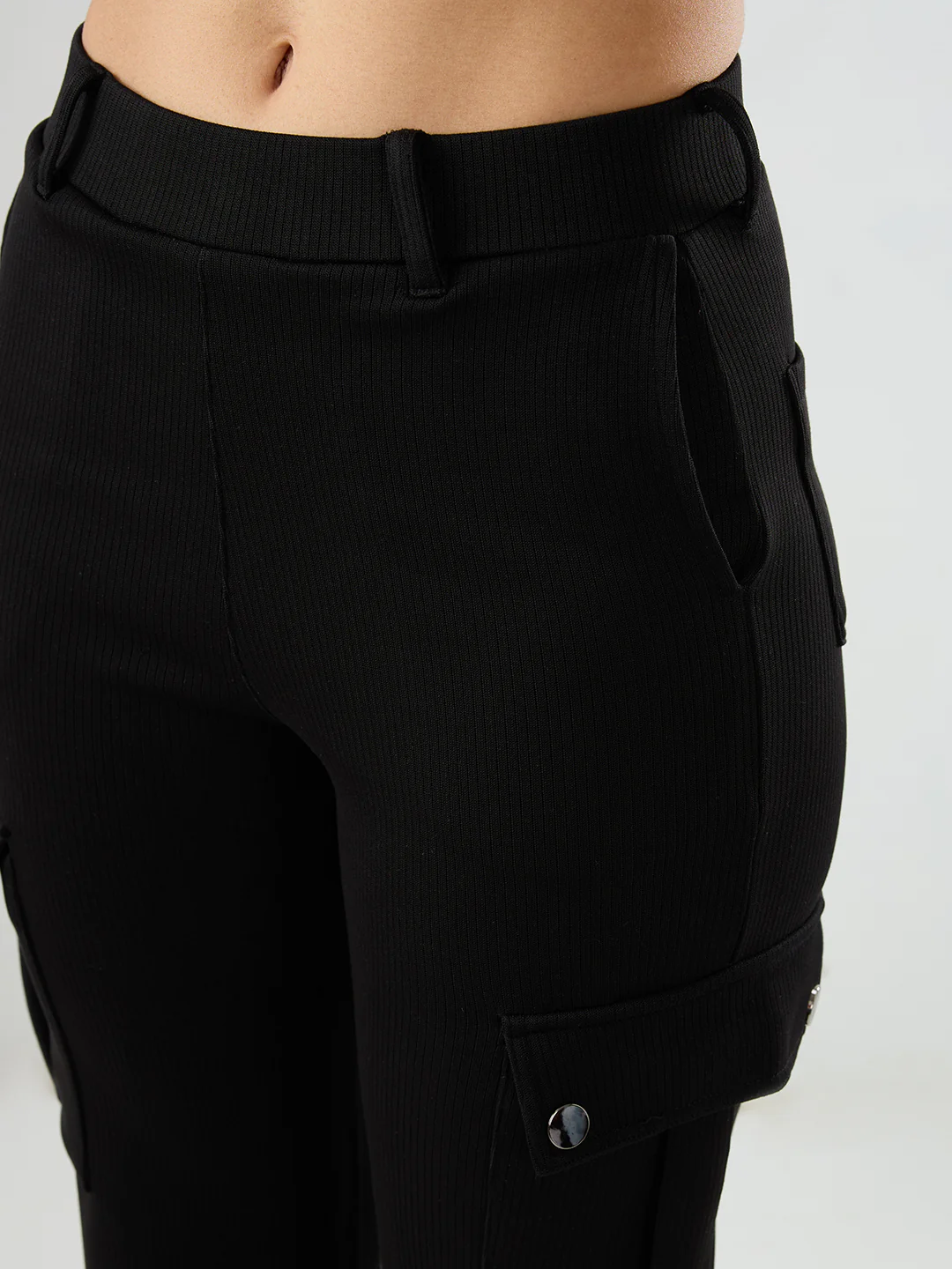 Women Trackpant Straight Fit Black Mid Rise - Image 6