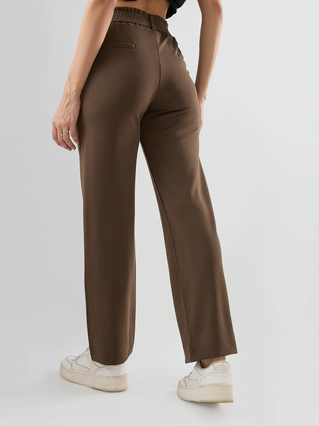 Women Trackpant Straight Fit Brown Mid Rise - Image 5