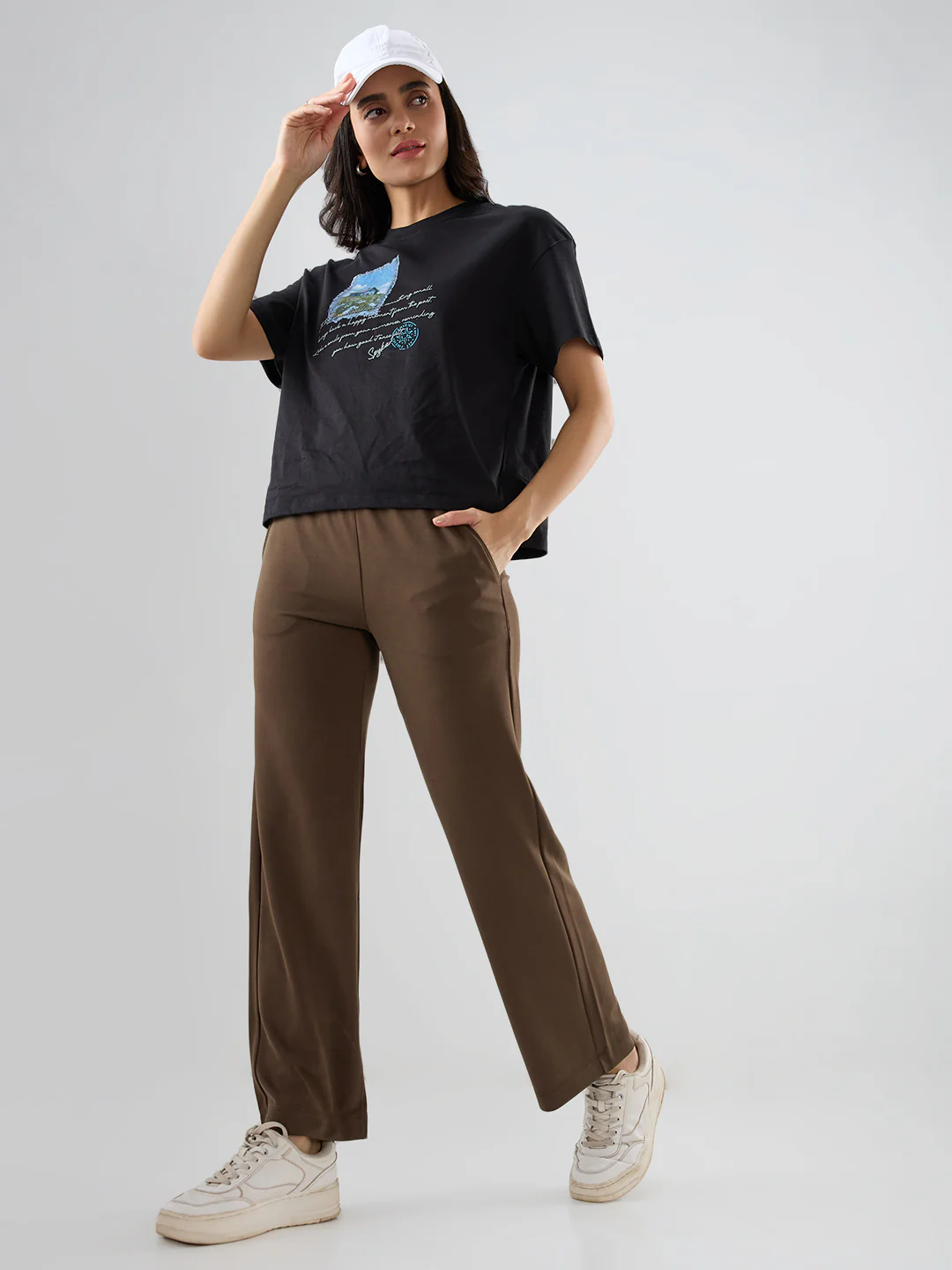 Women Trackpant Straight Fit Brown Mid Rise - Image 7