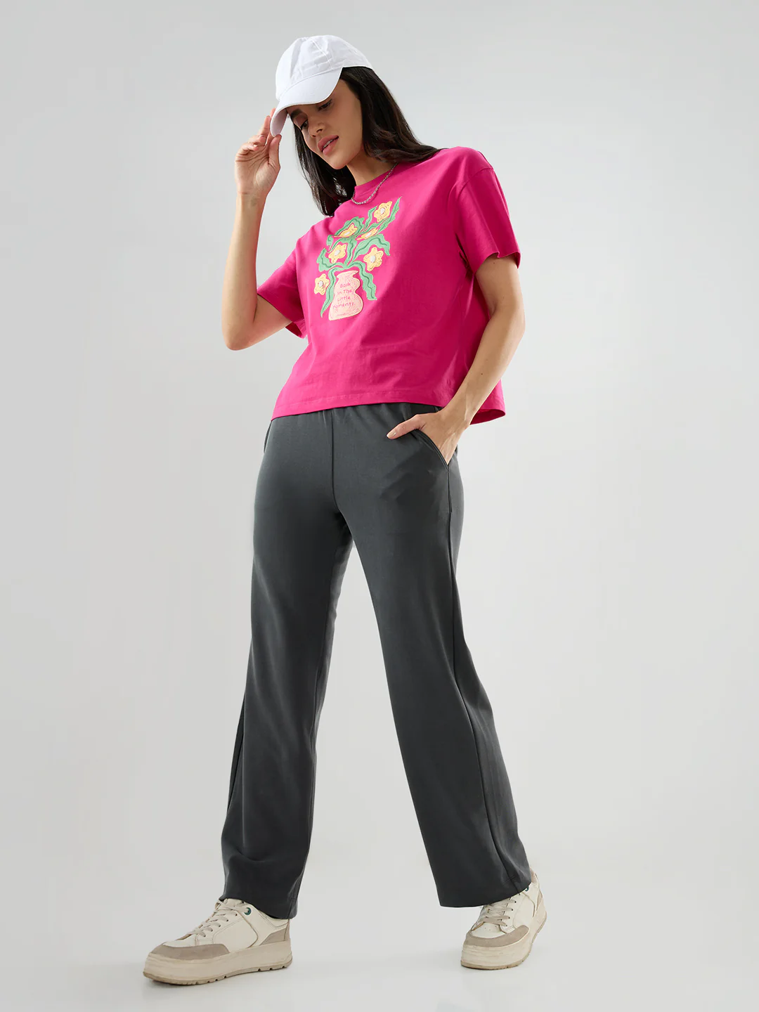 Women Trackpant Straight Fit Grey Mid Rise - Image 7