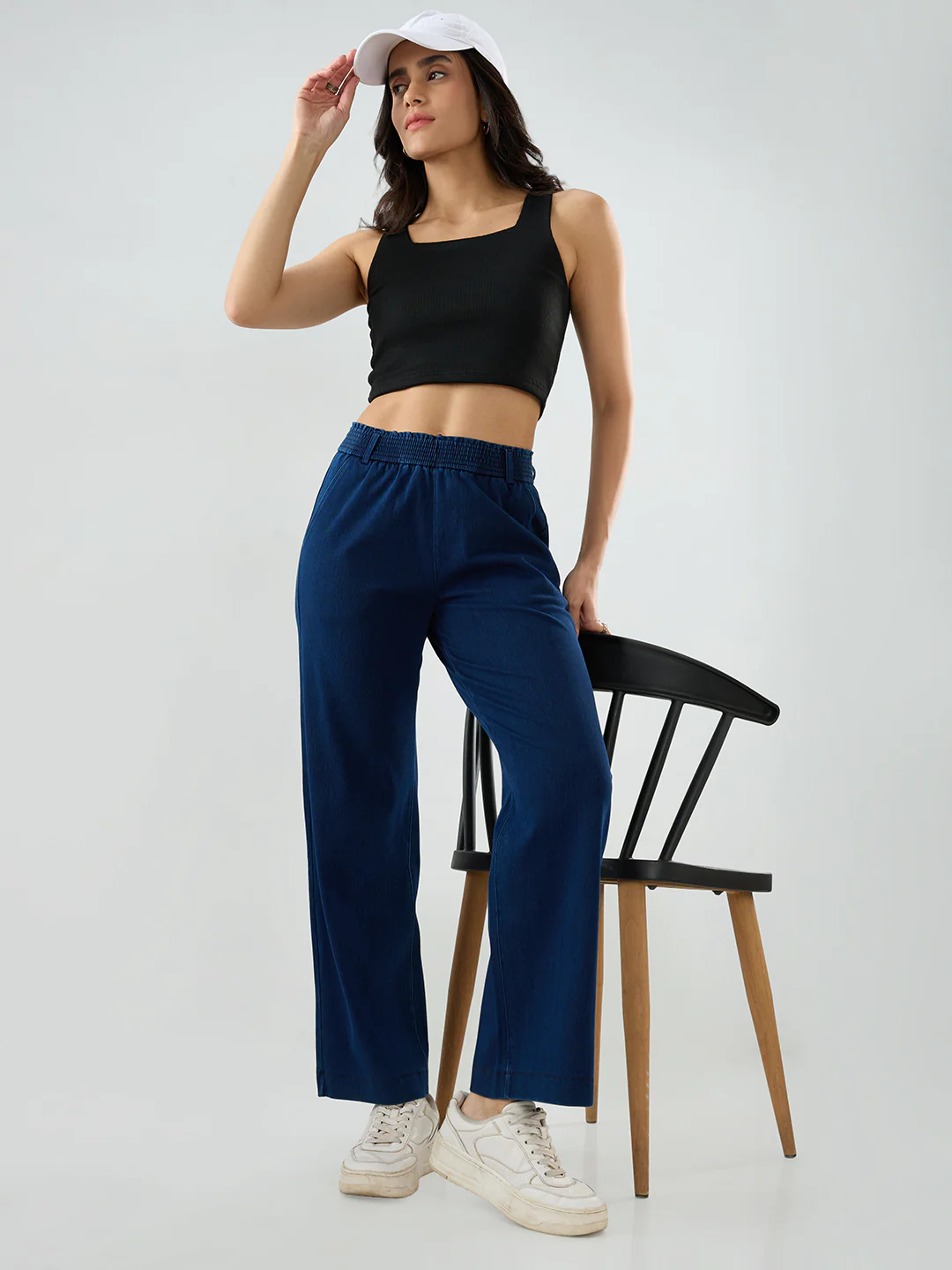Women Trackpant Straight Fit Dark Blue Mid Rise - Image 7