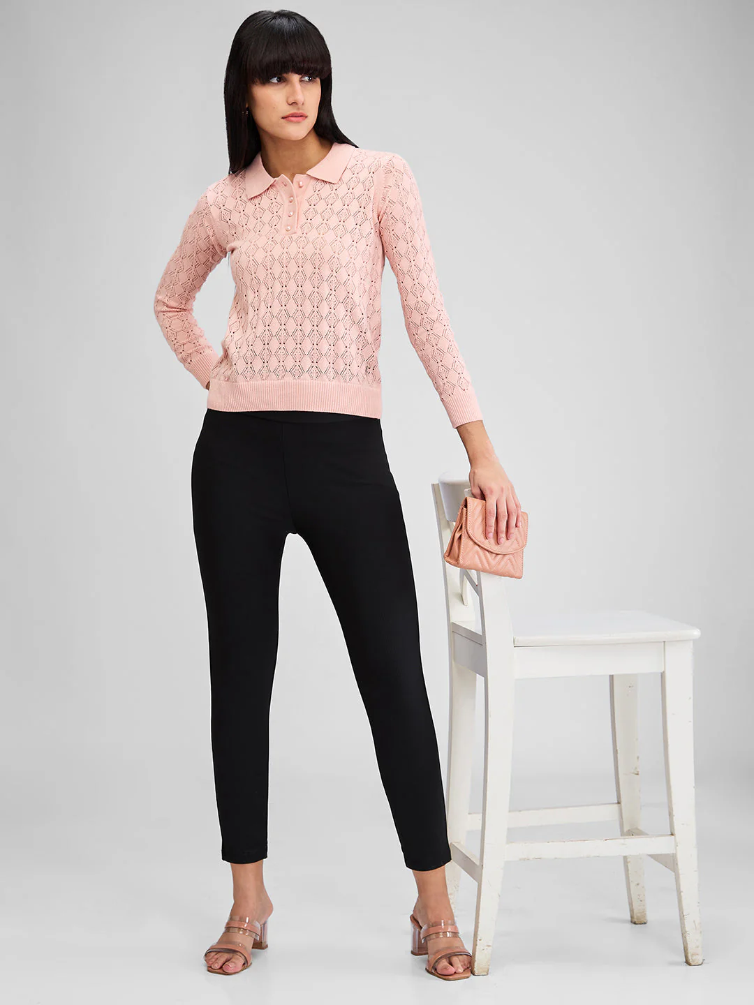 Women Trackpant Skinny Fit Black High Rise - Image 2