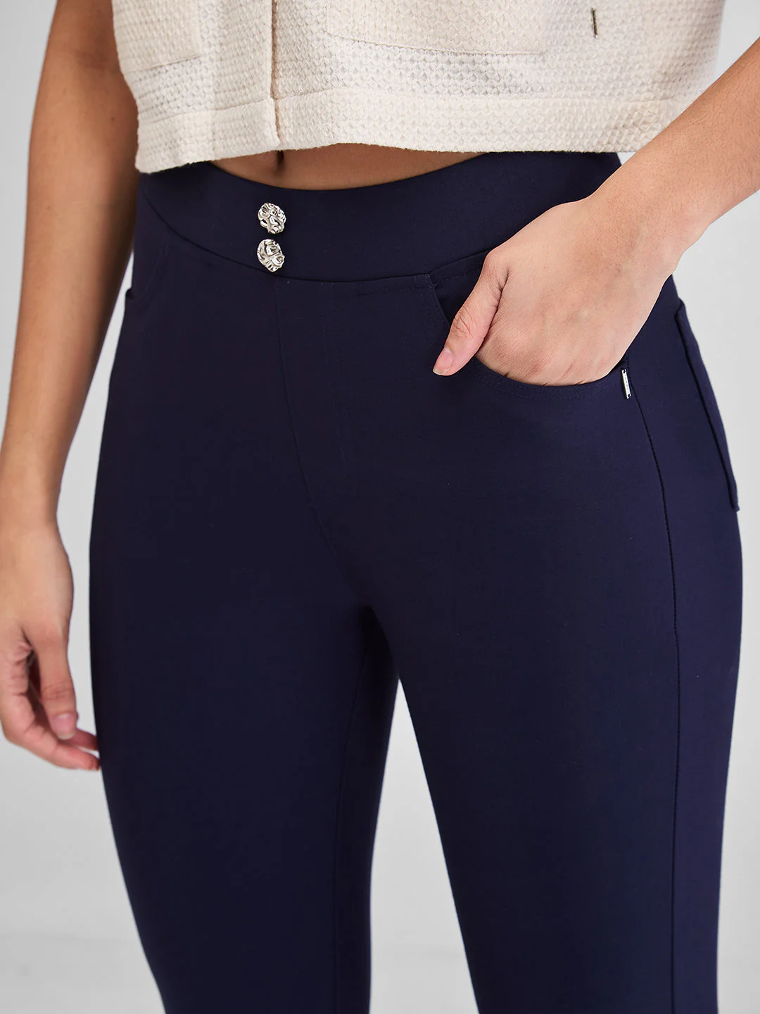 Women Trackpant Skinny Fit Blue High Rise - Image 6