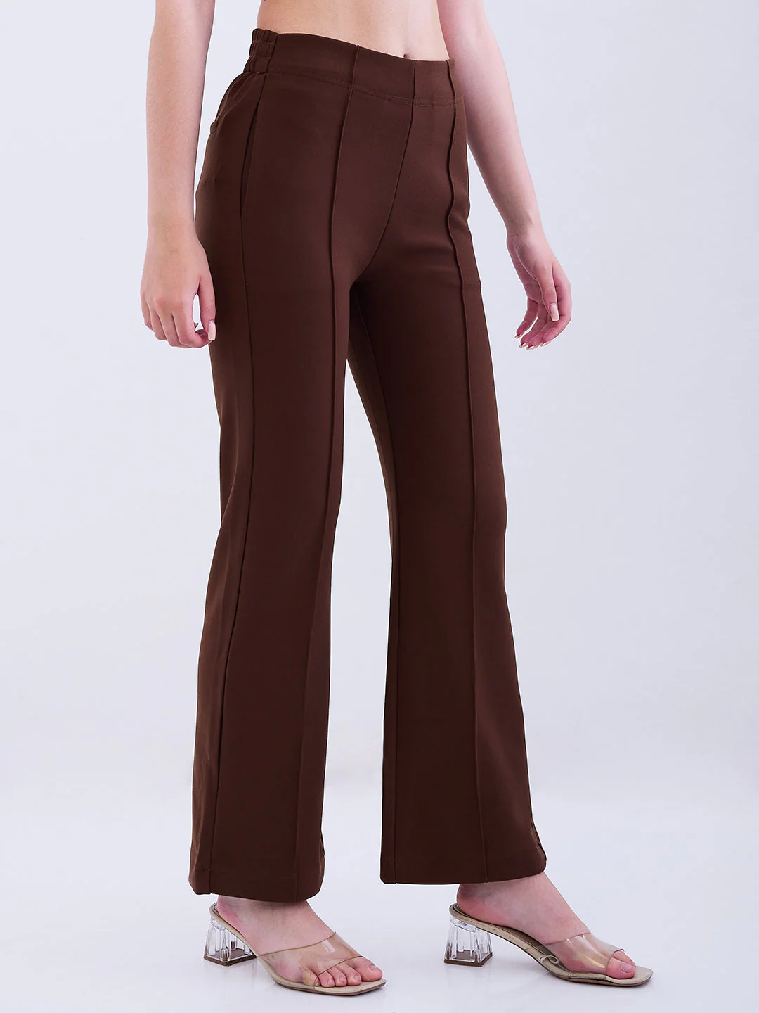 Women Trackpant Boot Cut Fit Brown Mid Rise - Image 2