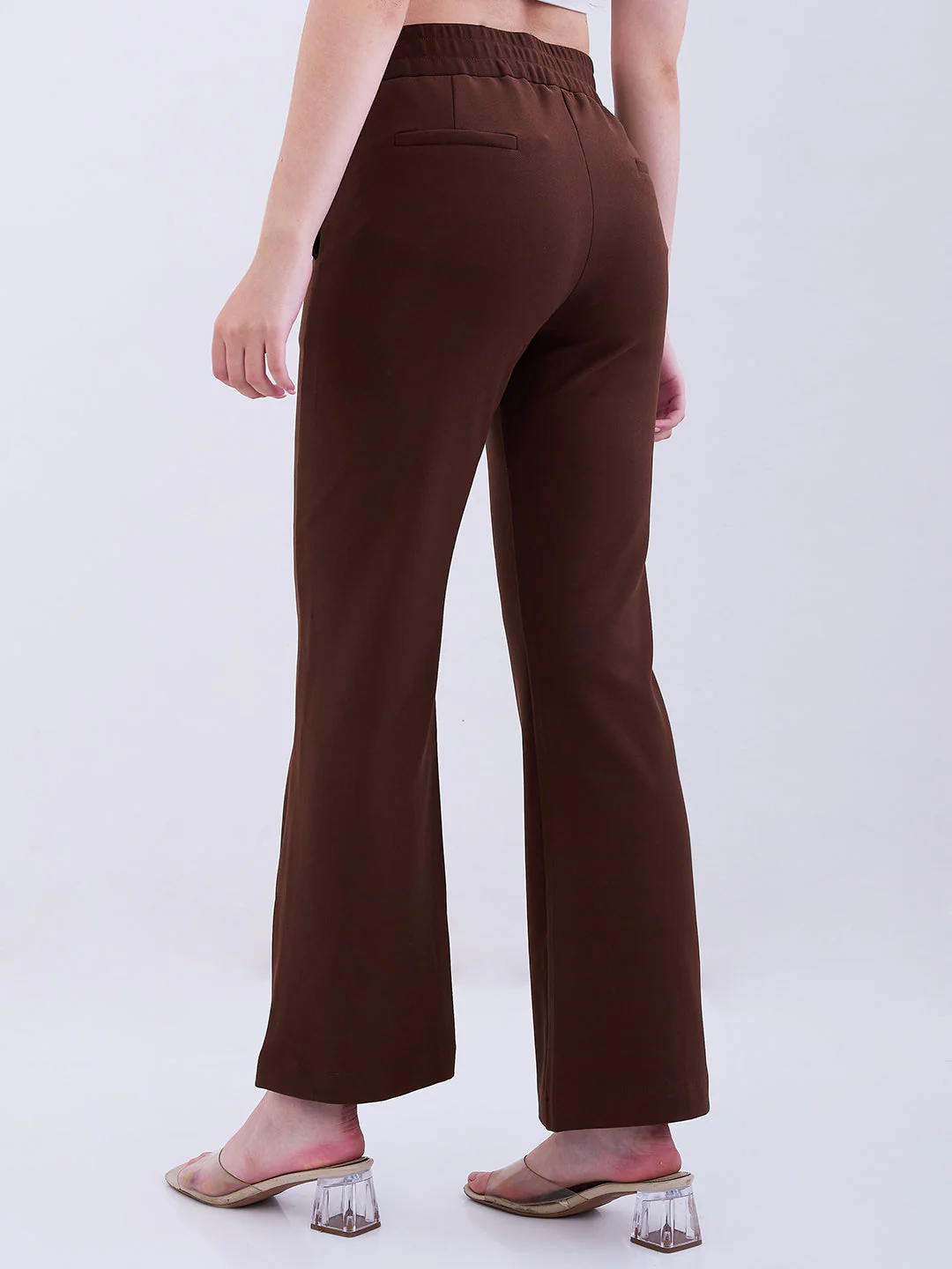 Women Trackpant Boot Cut Fit Brown Mid Rise - Image 4