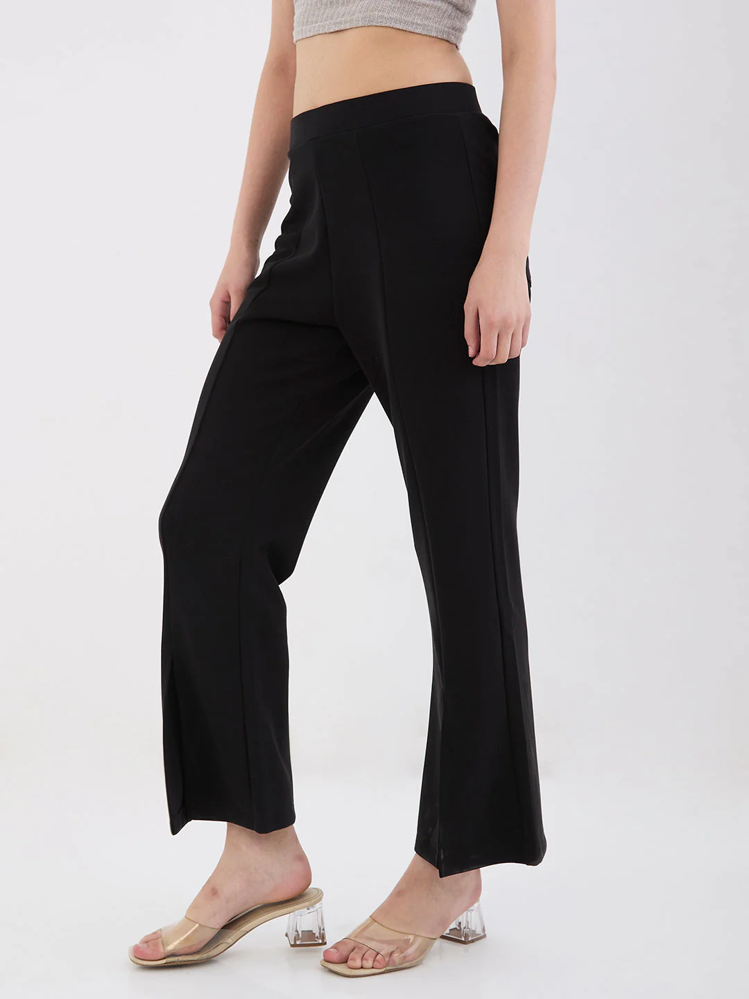 Women Trackpant Boot Cut Fit Black Mid Rise - Image 3