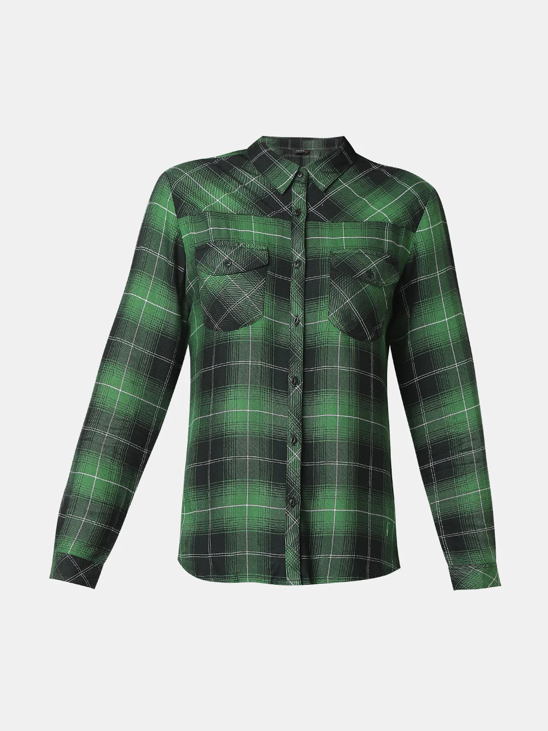 Women Shirt Check Green Regular Fit - Image 7