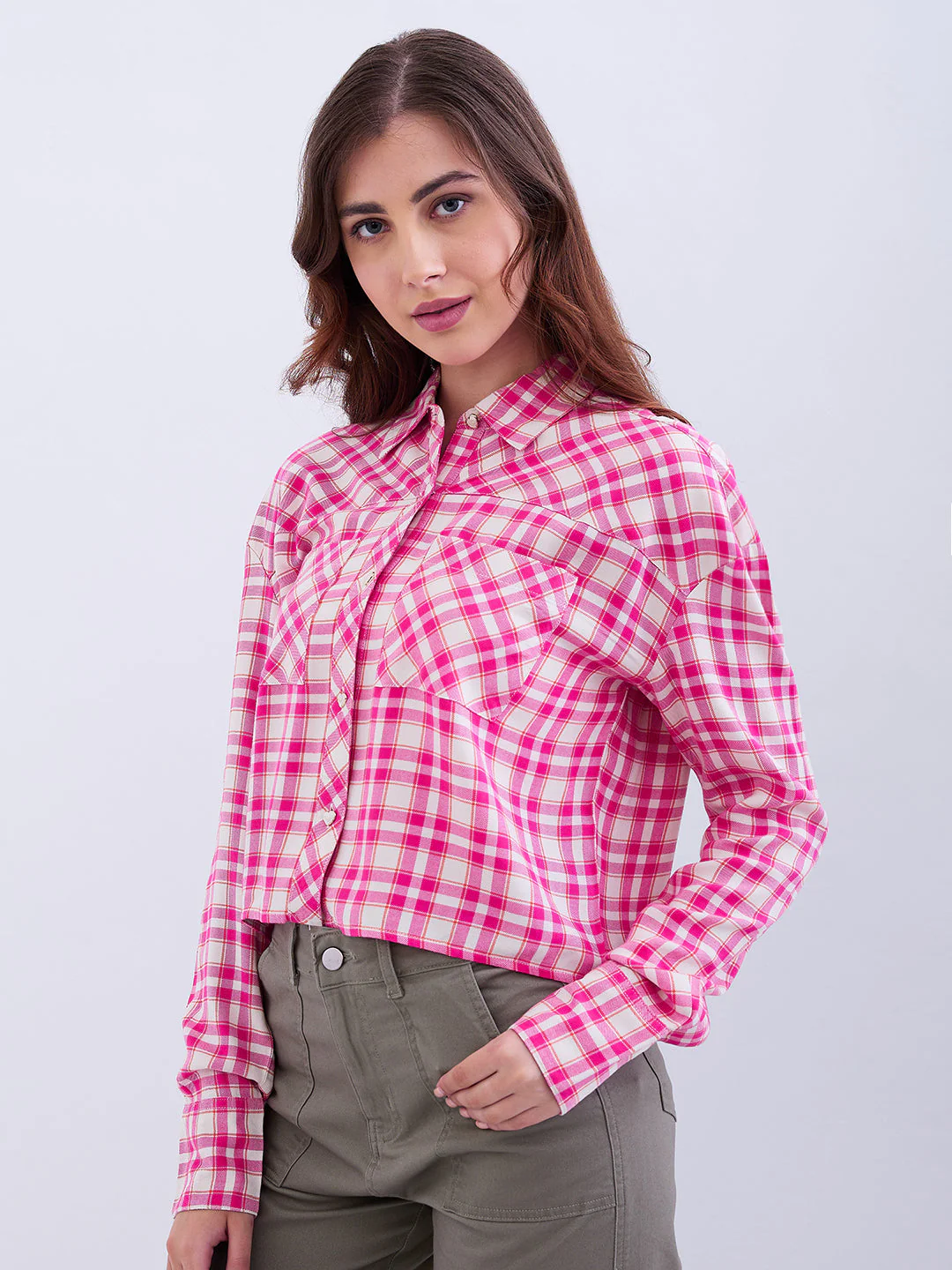 Women Shirt Pink Loose Fit - Image 3