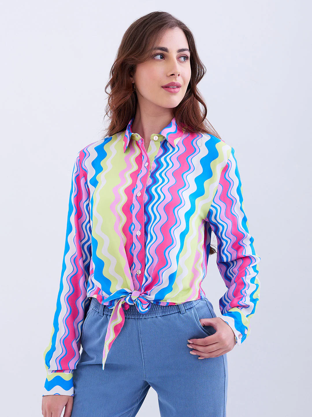 Women Shirt Blue Regular Fit - Image 2