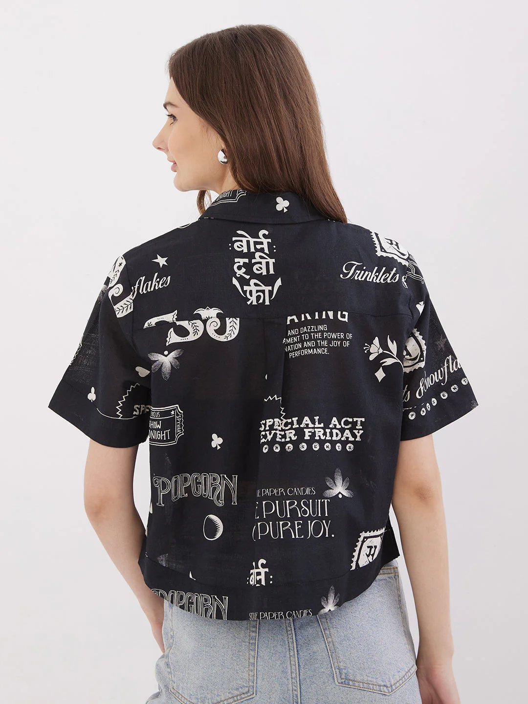 Women Shirt Black Boxy Fit - Image 4