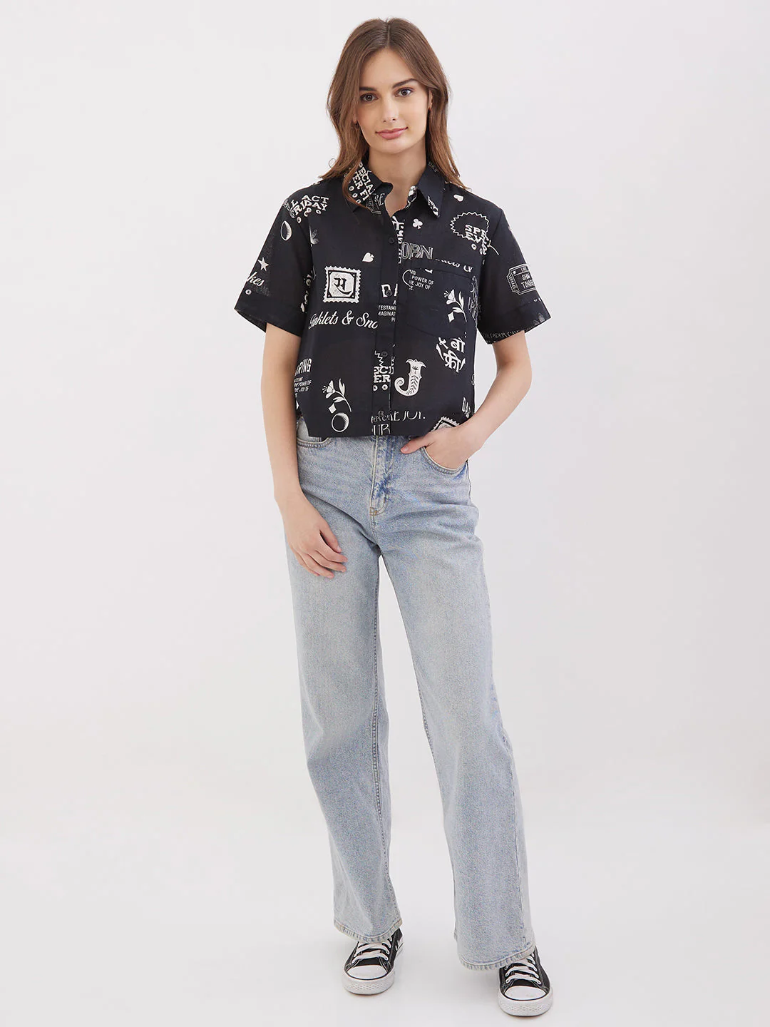 Women Shirt Black Boxy Fit - Image 5