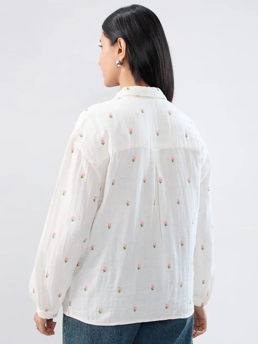 Women Shirt Solid White Regular Fit - Image 6