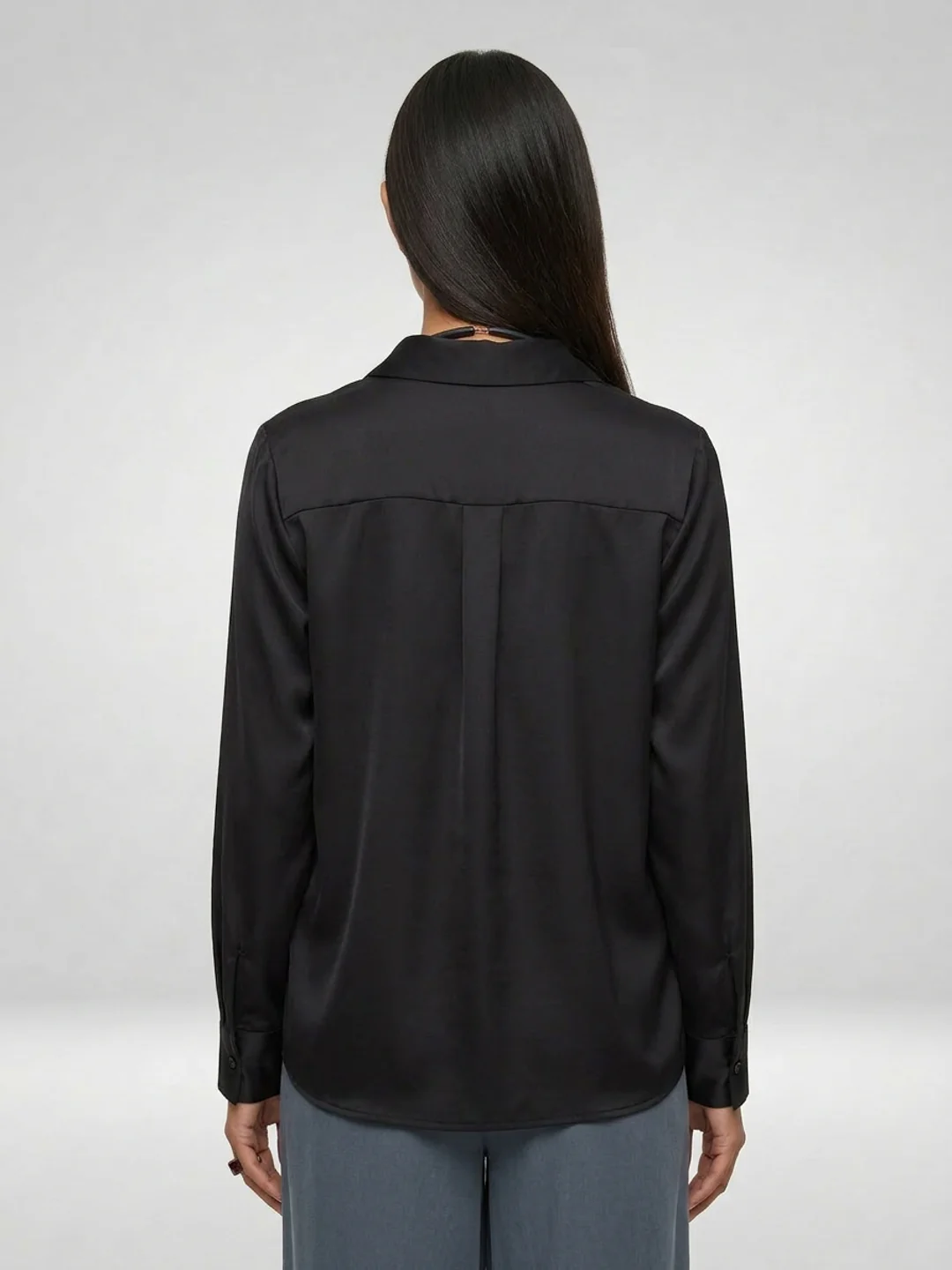 Women Shirt Solid Black Regular Fit - Image 5