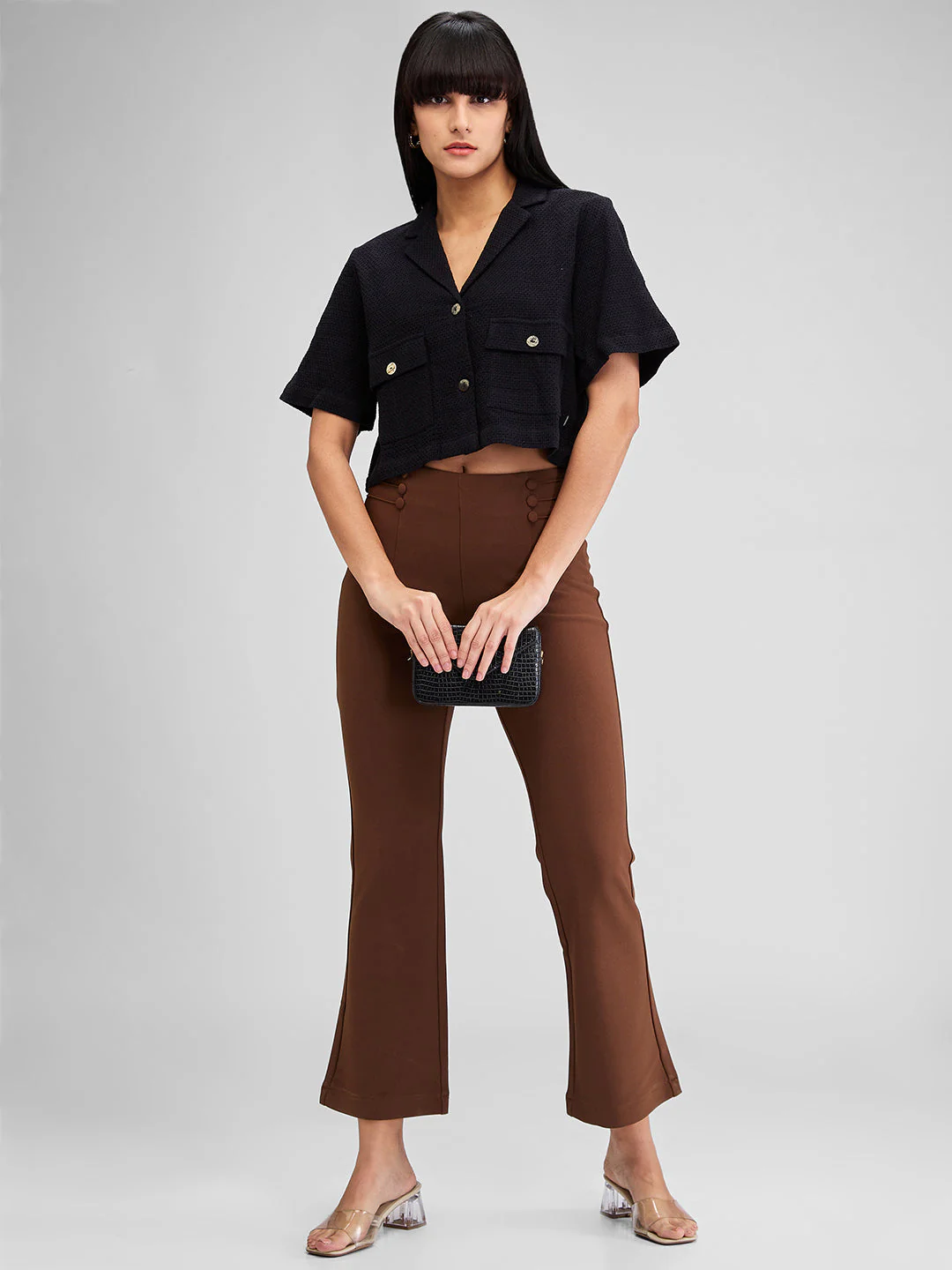 Women Shirt Solid Black Loose Fit - Image 2