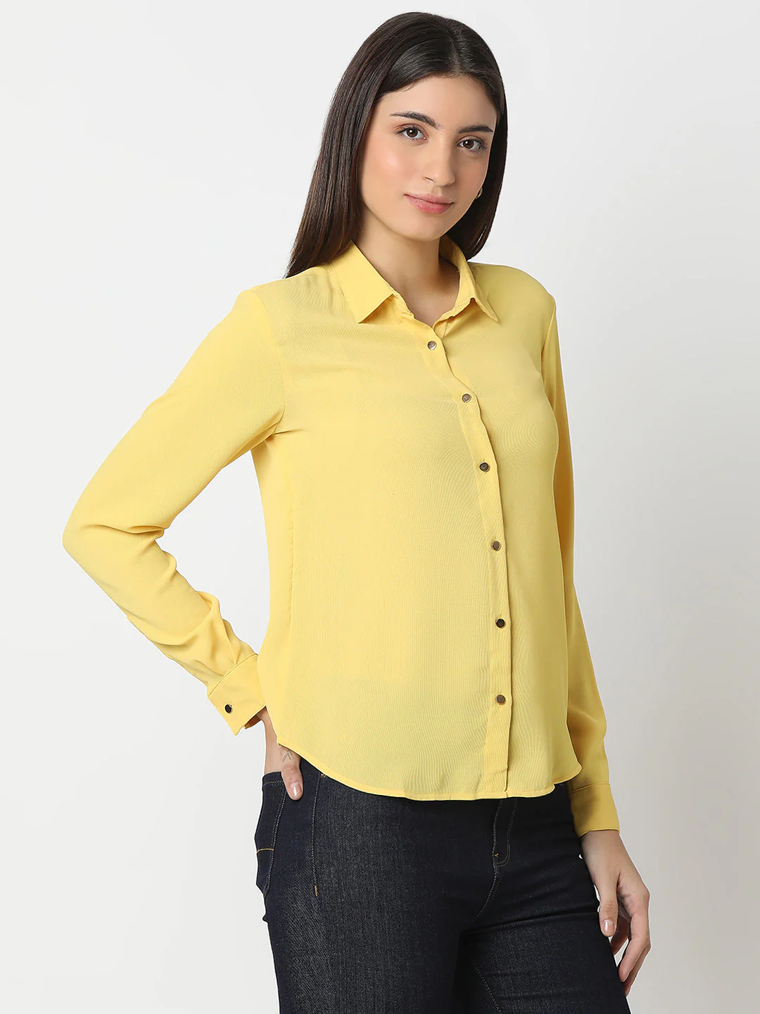 Women Shirt Yellow Regular Fit - Image 3