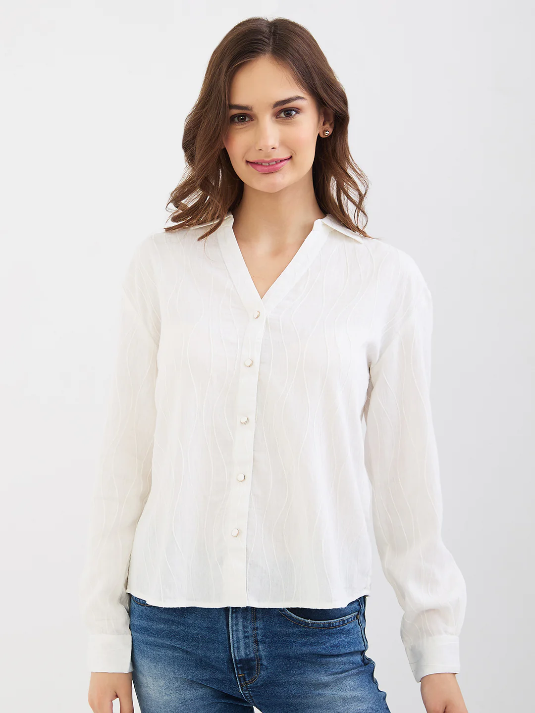 Women Shirt White Regular Fit - Image 2