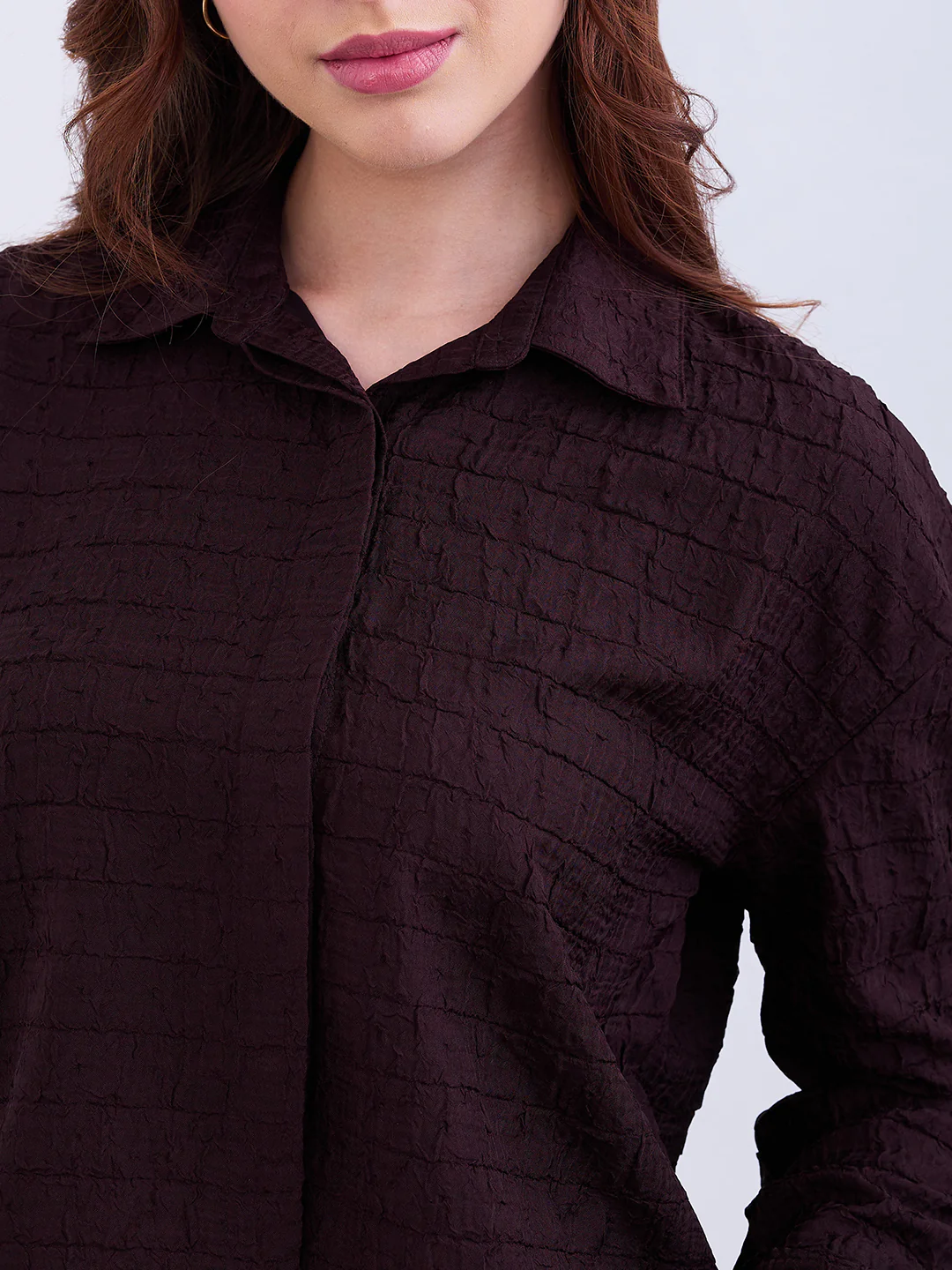 Women Shirt Brown Loose Fit - Image 6