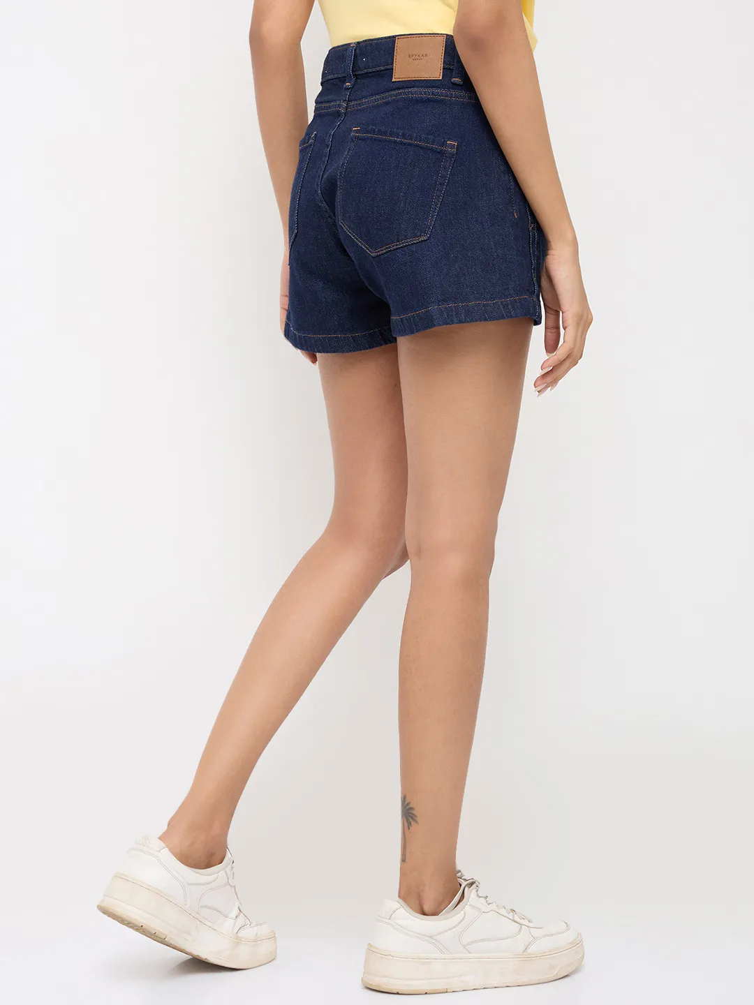 Women Shorts Relaxed Fit Blue Mid Rise - Image 5