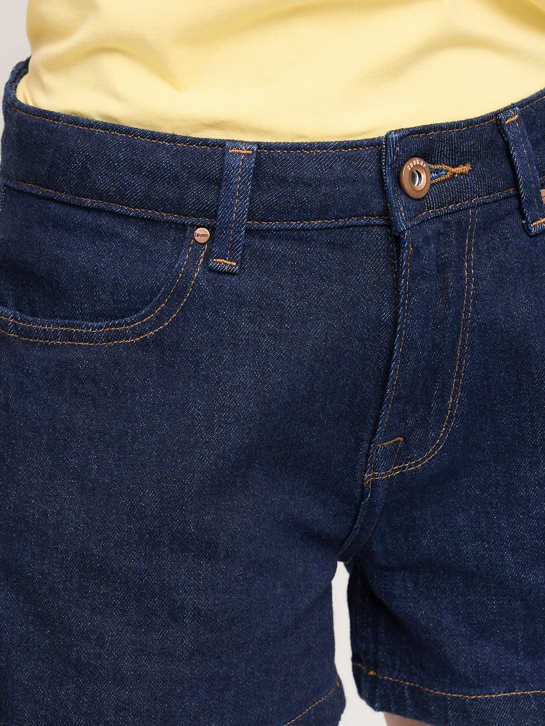 Women Shorts Relaxed Fit Blue Mid Rise - Image 6