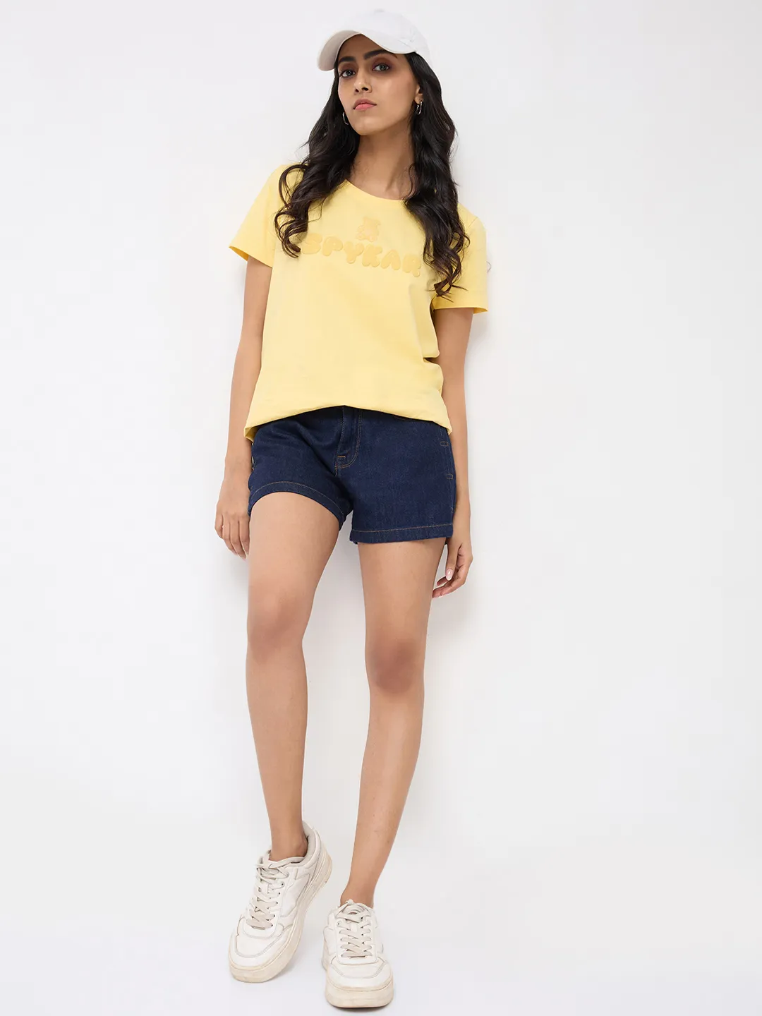 Women Shorts Relaxed Fit Blue Mid Rise - Image 7