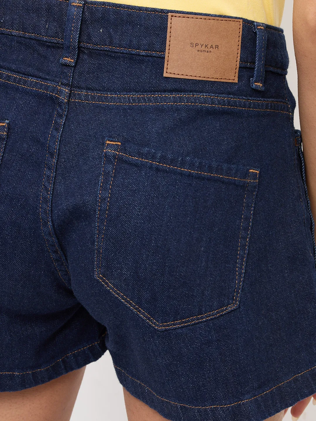 Women Shorts Relaxed Fit Blue Mid Rise - Image 8