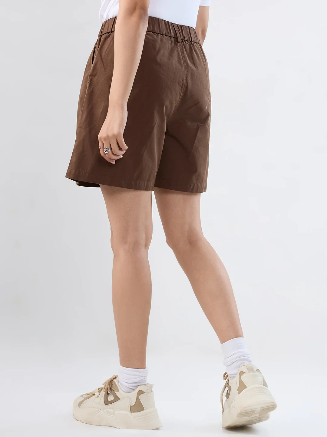 Women Shorts Brown Relaxed Fit Mid Rise - Image 5