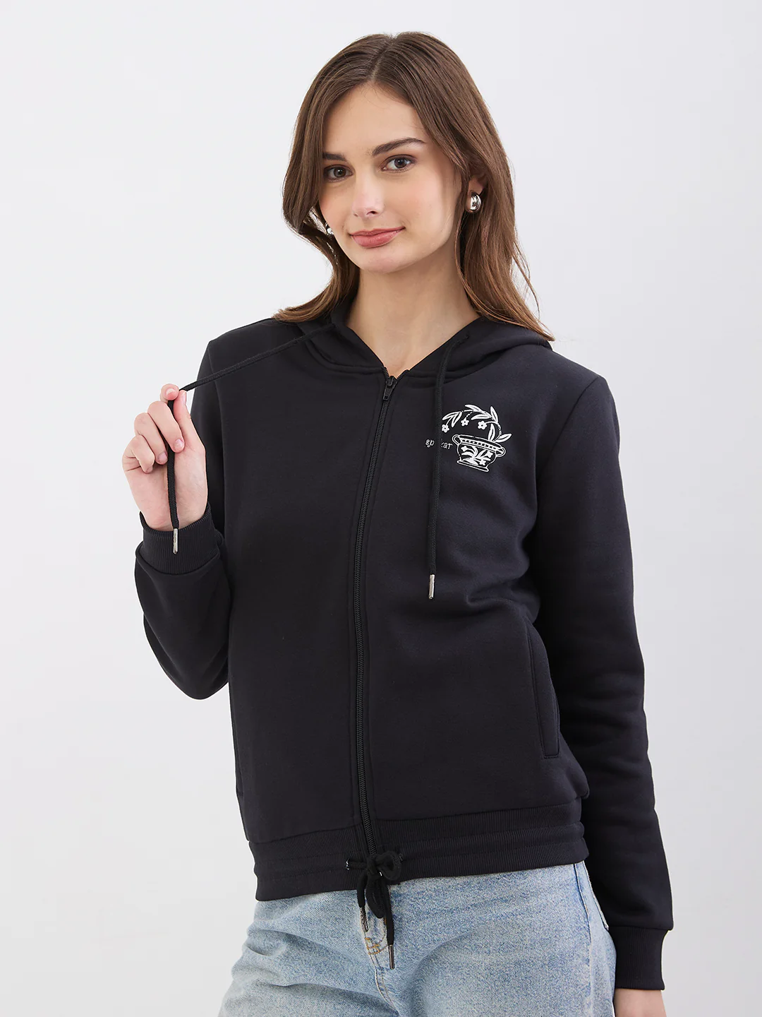 Women Sweatshirt Black Relaxed Fit - Image 3