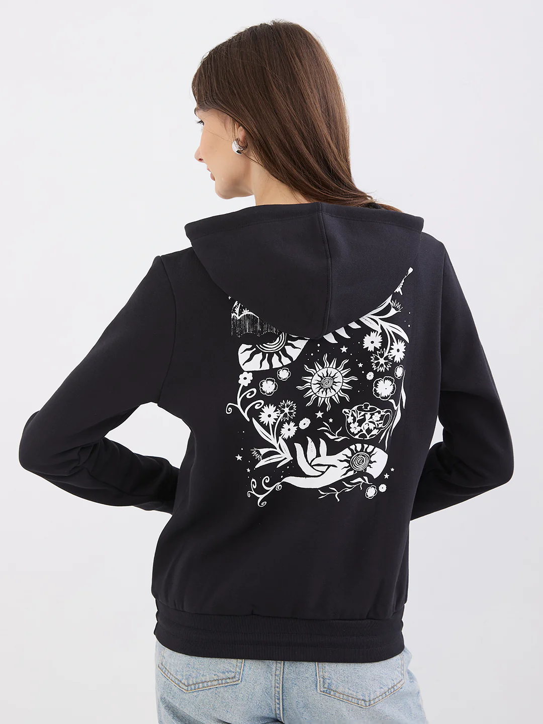 Women Sweatshirt Black Relaxed Fit - Image 4
