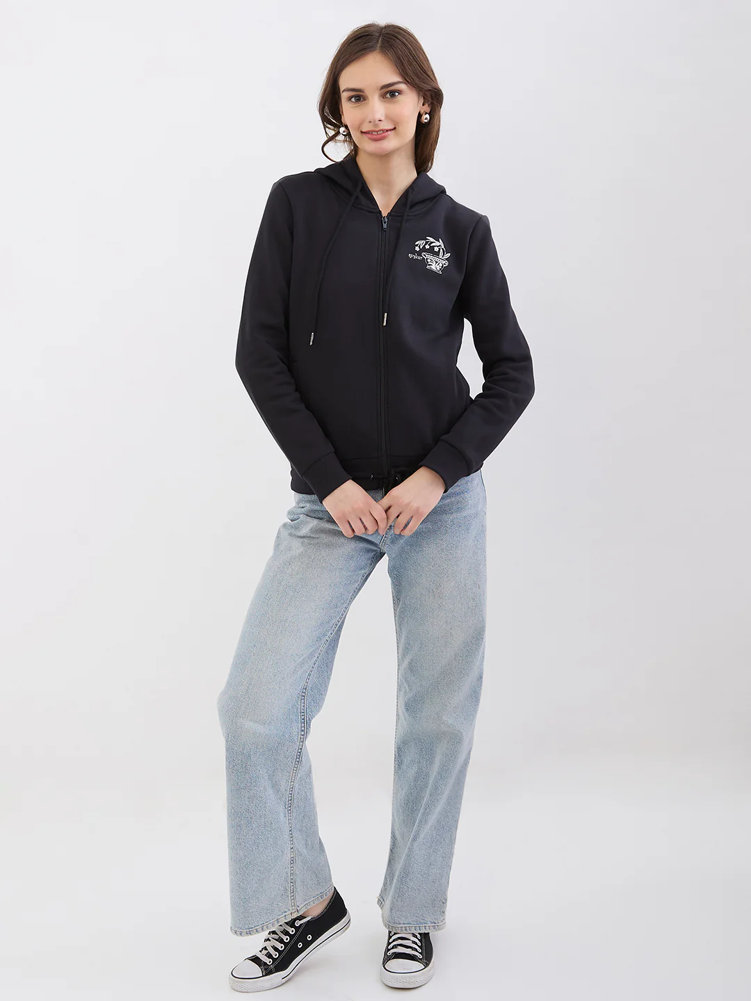 Women Sweatshirt Black Relaxed Fit - Image 5
