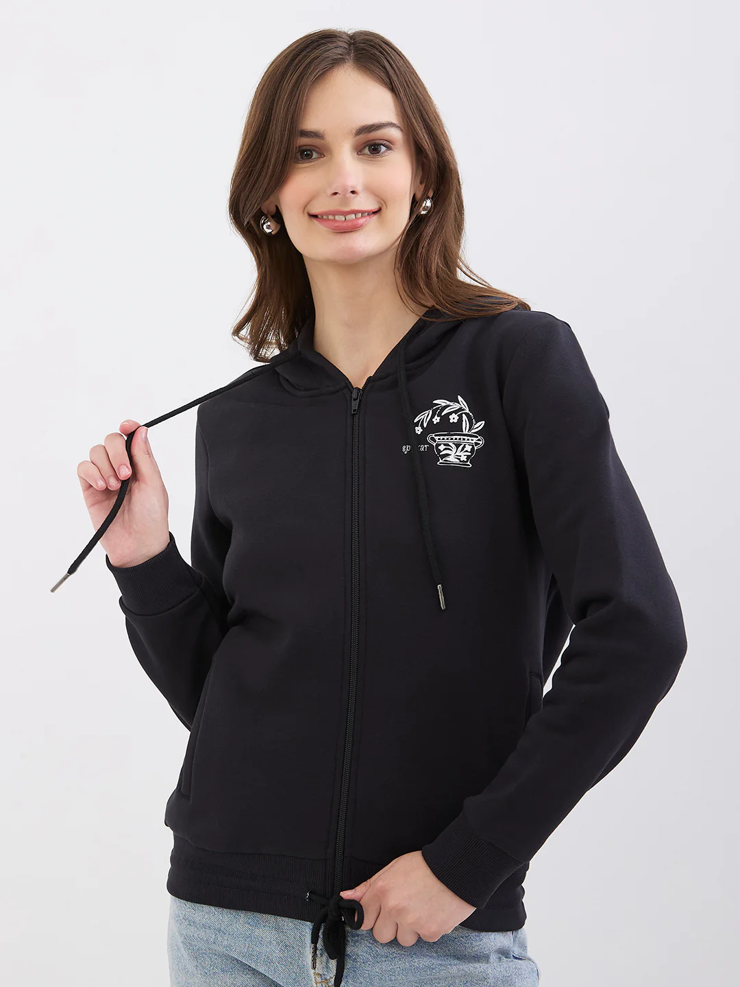 Women Sweatshirt Black Relaxed Fit - Image 9