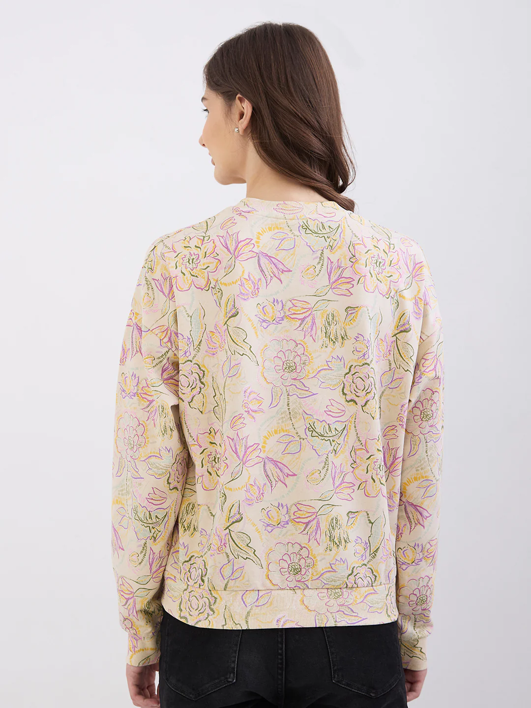 Women Sweatshirt Beige Comfort Fit - Image 4