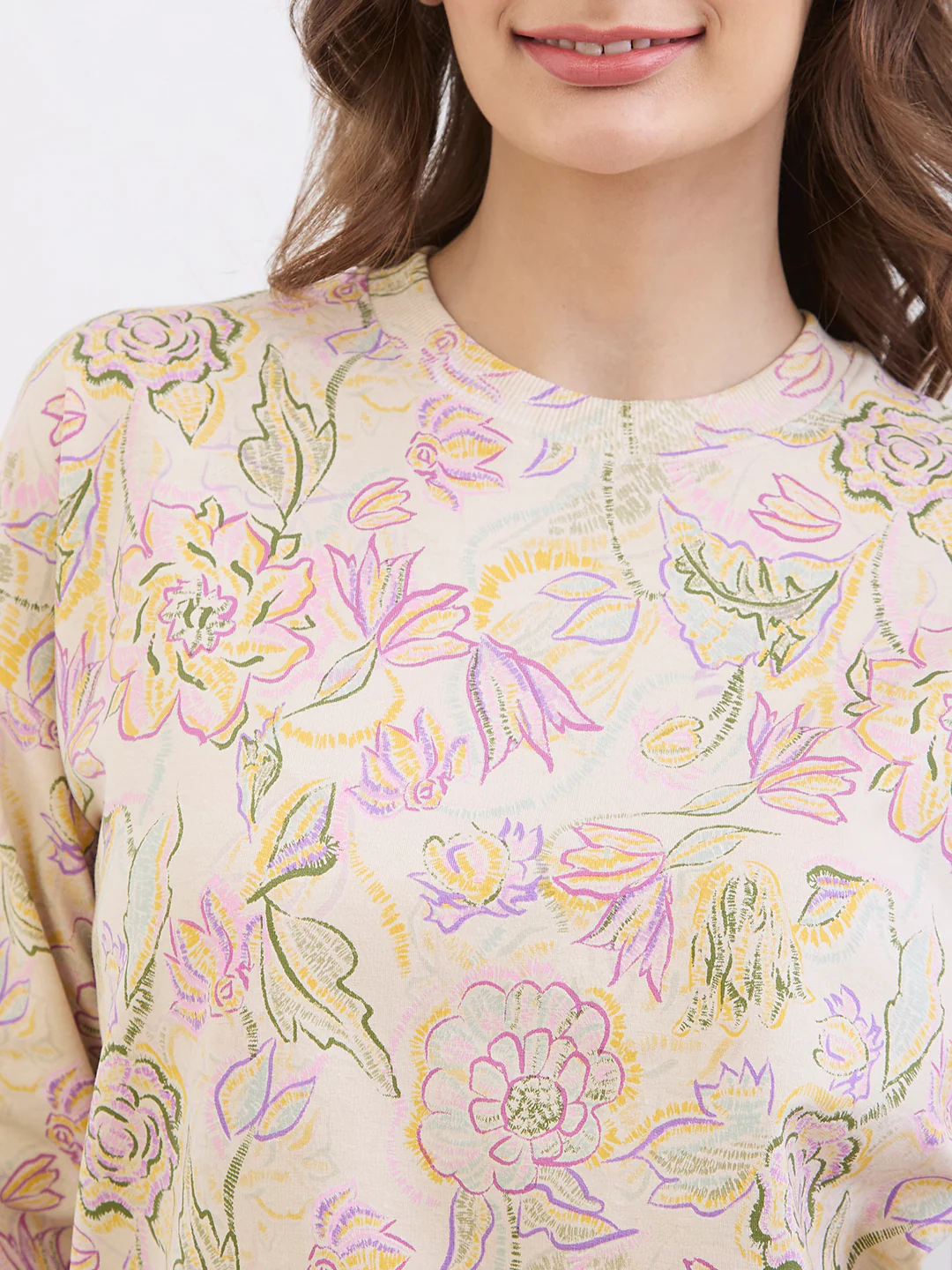 Women Sweatshirt Beige Comfort Fit - Image 6