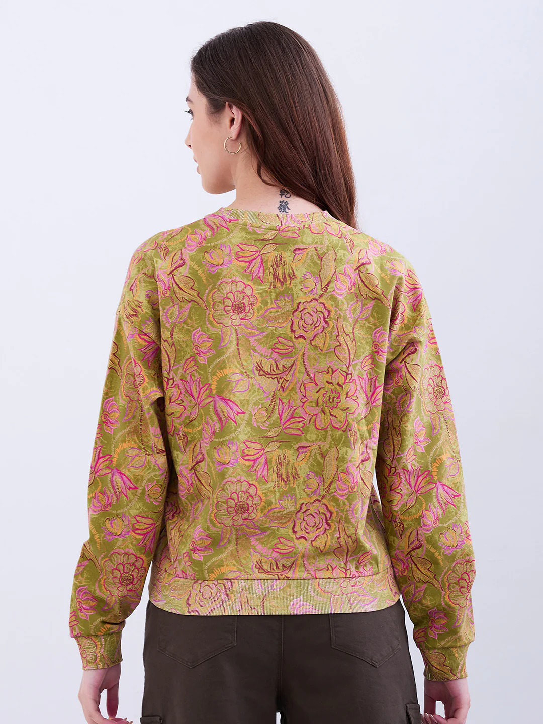 Women Sweatshirt Green Comfort Fit - Image 4