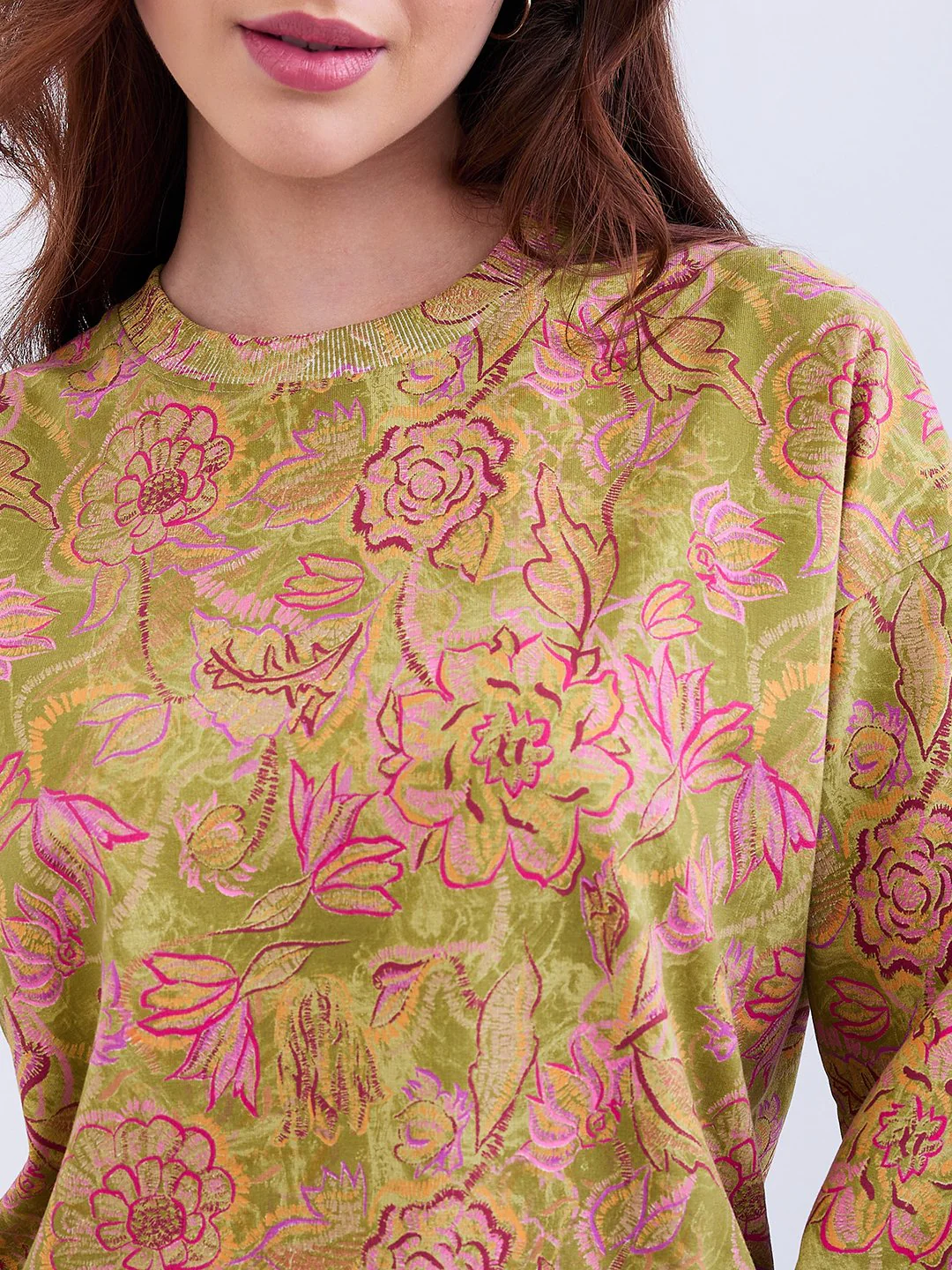 Women Sweatshirt Green Comfort Fit - Image 6