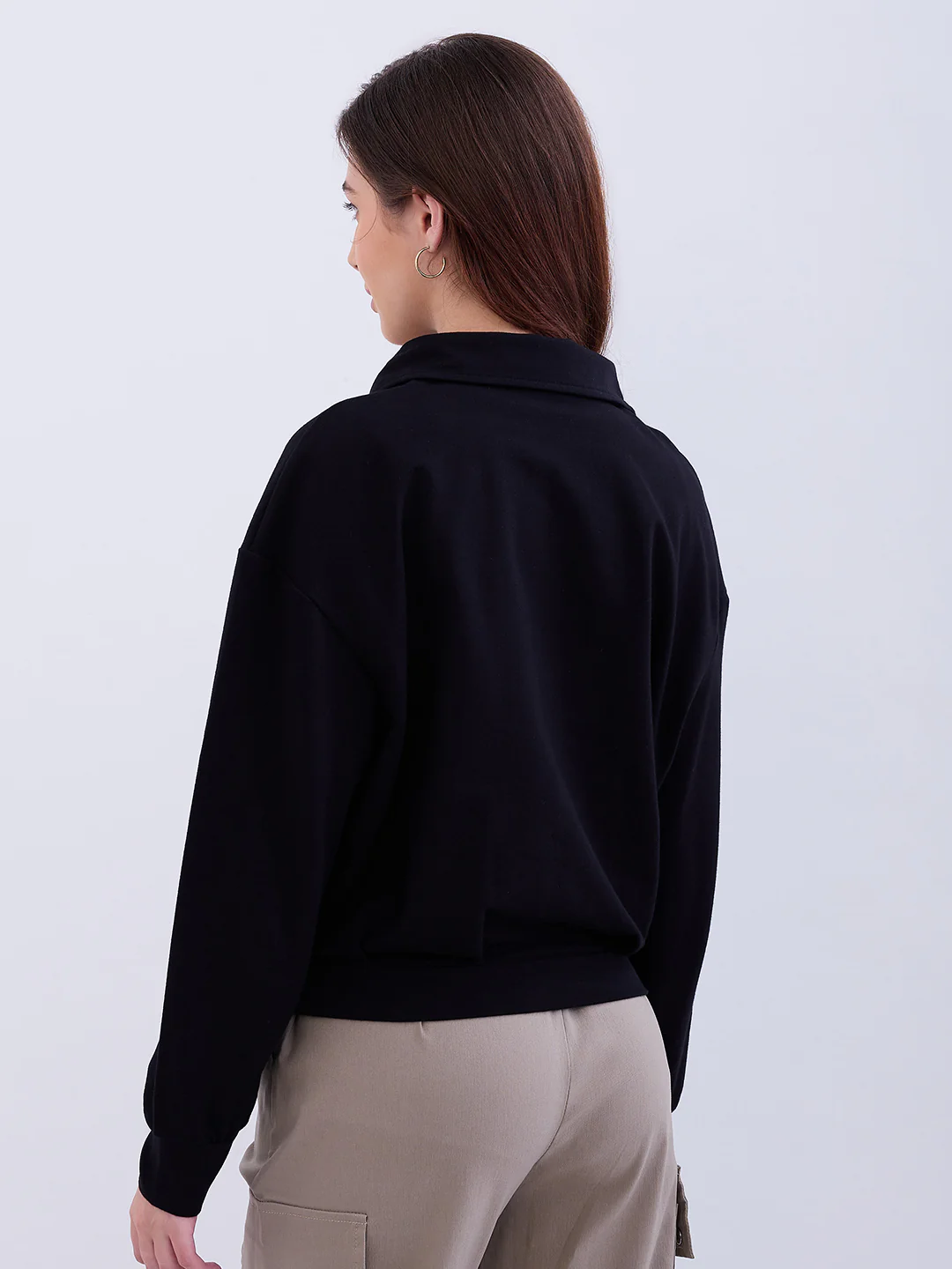 Women Sweatshirt Black Relaxed Fit - Image 4