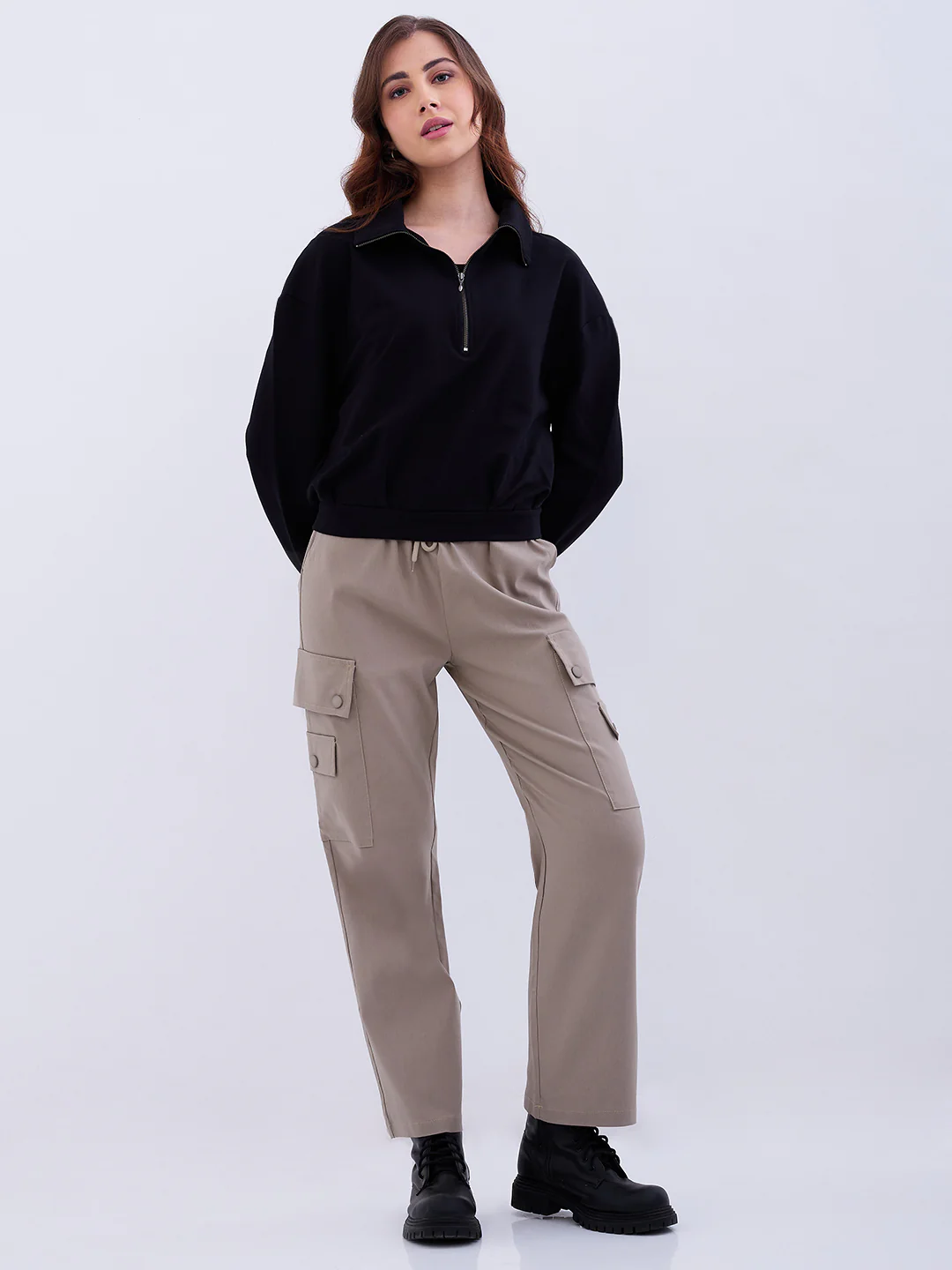 Women Sweatshirt Black Relaxed Fit - Image 5